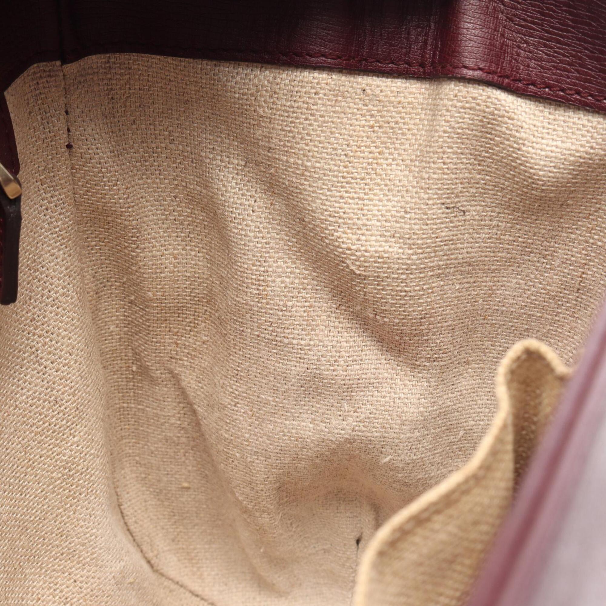 Gucci Bordeaux Leather Handbag Shoulder Bag (Pre-Owned)