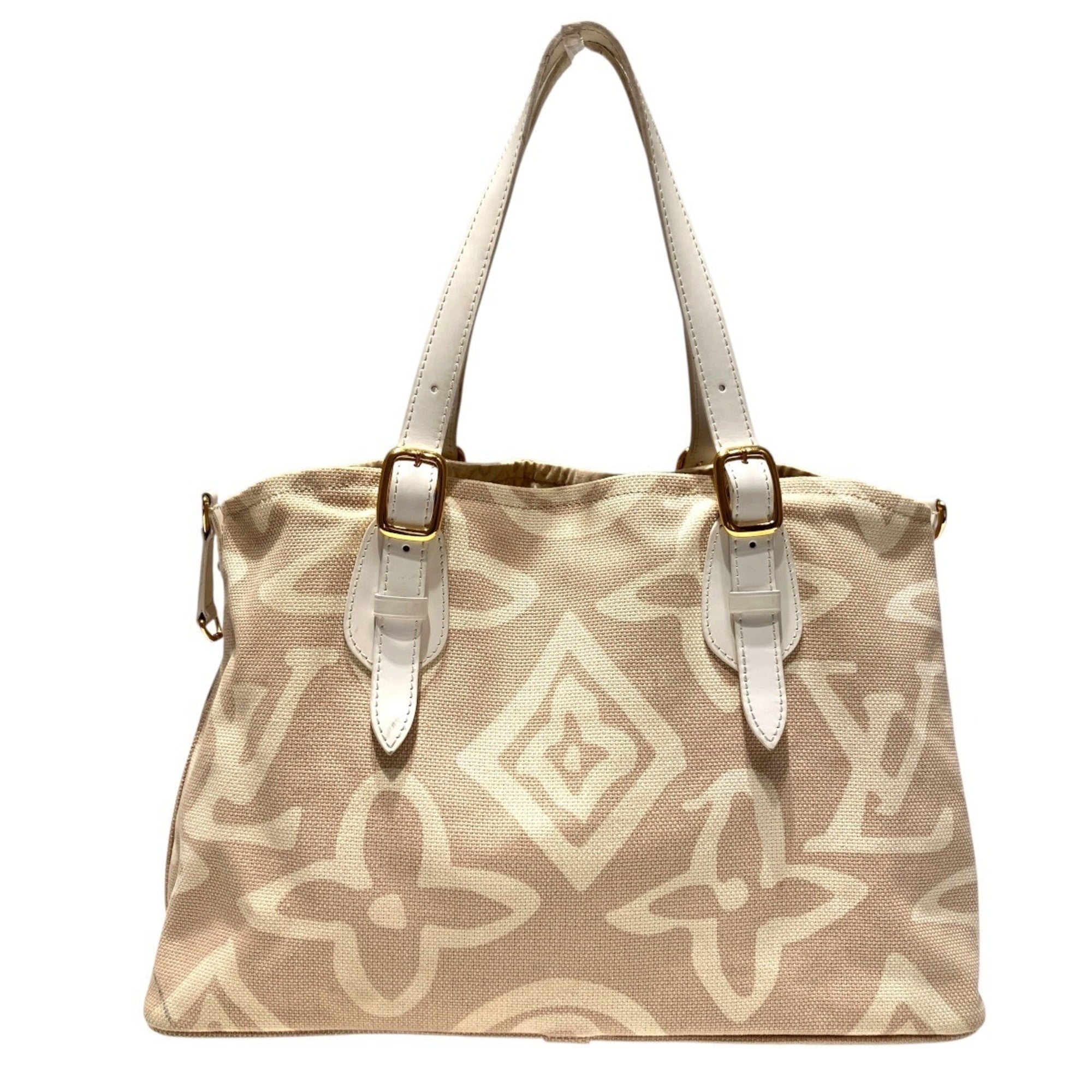 Louis Vuitton Beige Canvas Leather Tote Bag (Pre-Owned)