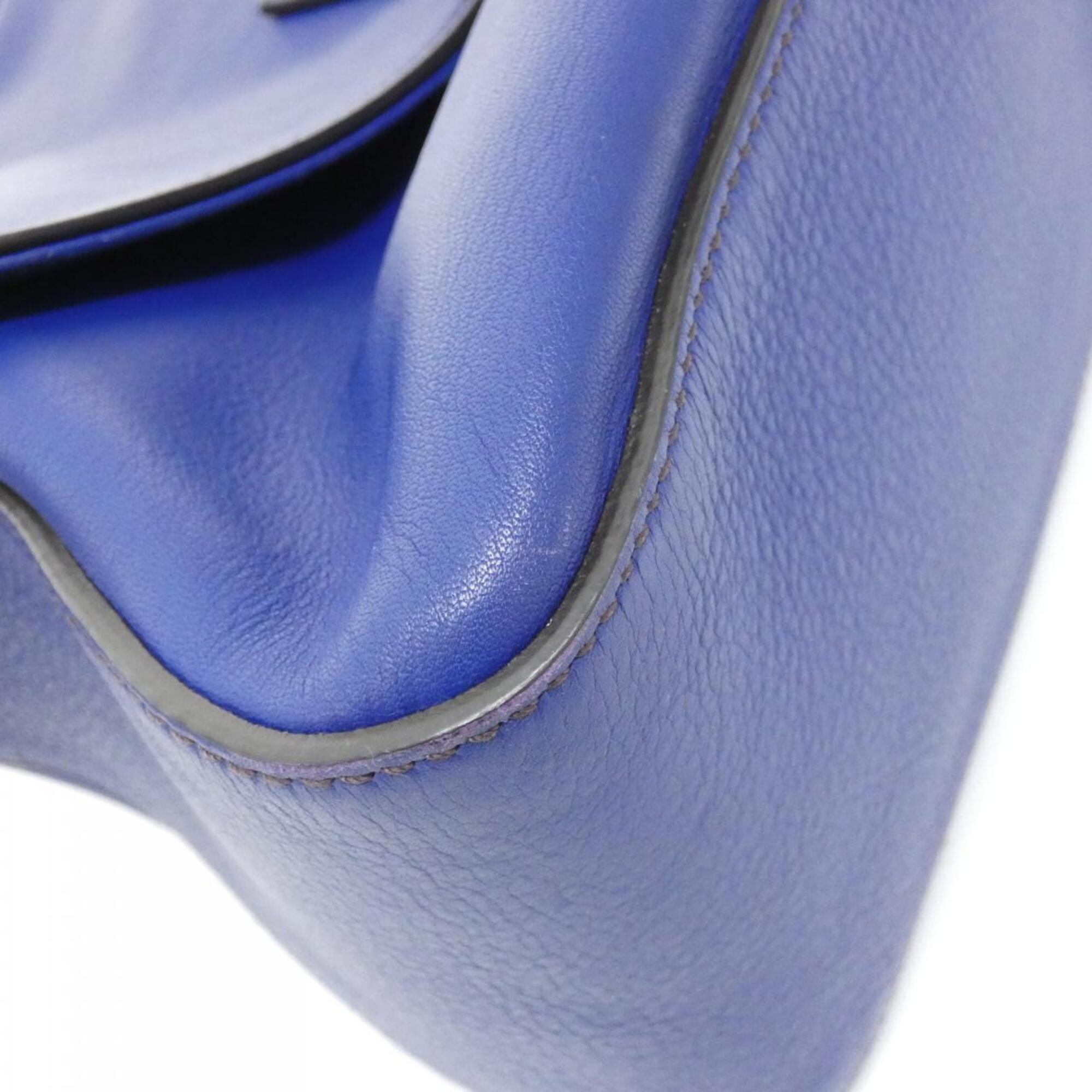 Fendi Blue Leather Shoulder Bag (Pre-Owned)