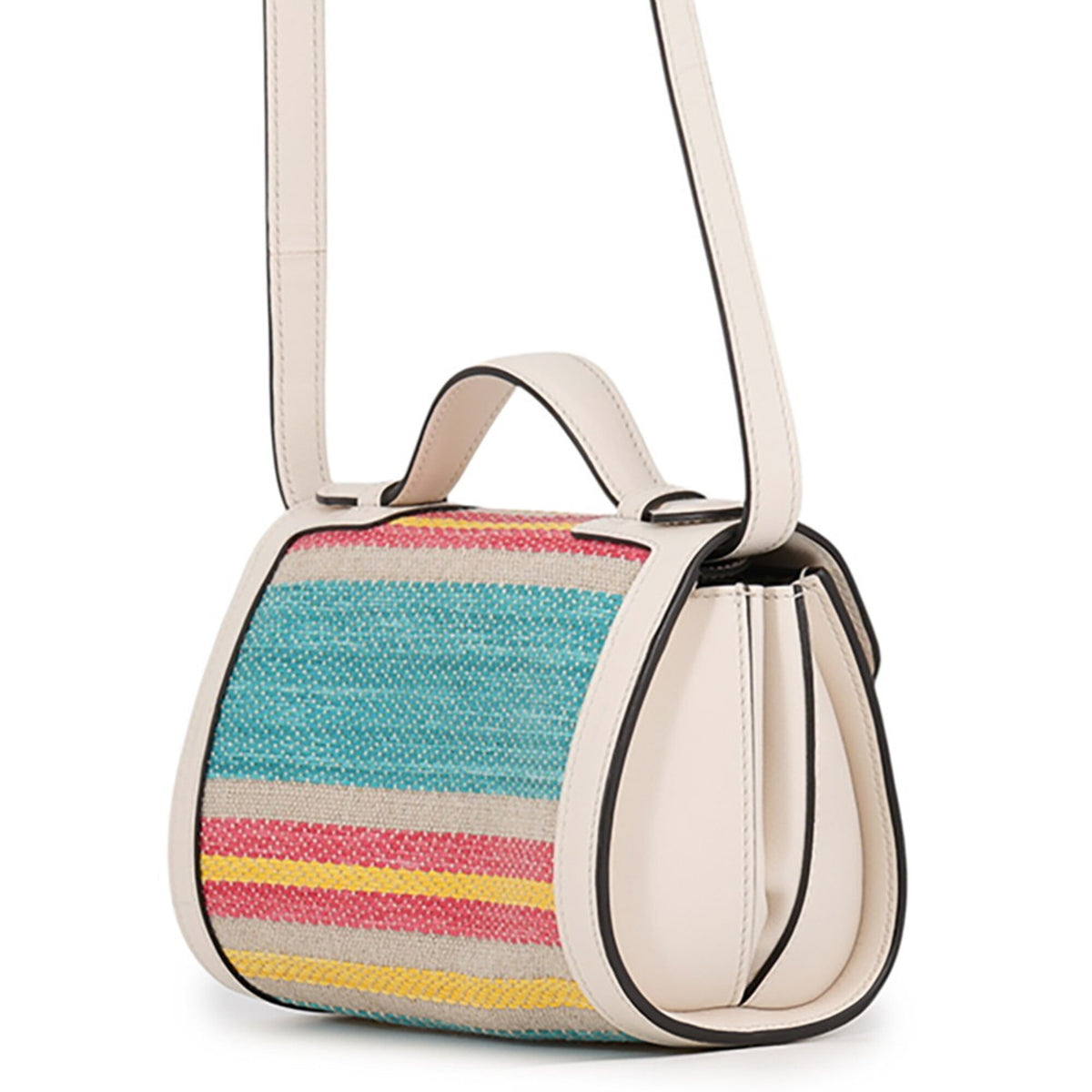 Tod's Multi-Color White Leather Canvas Shoulder Bag (Pre-Owned)