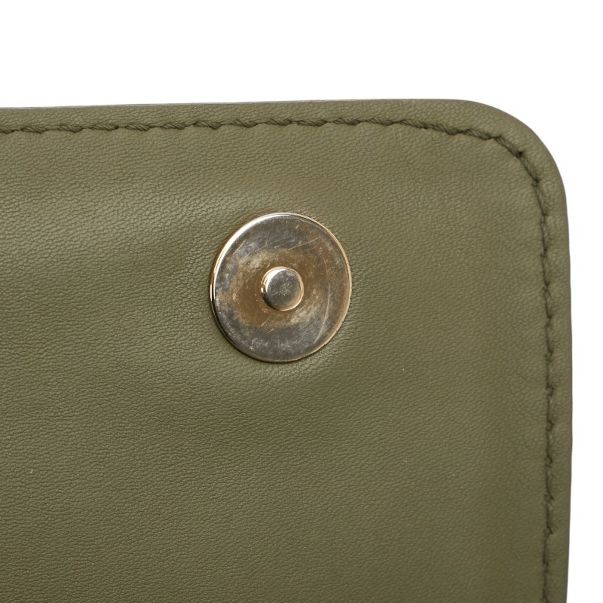 Valentino Garavani Green Khaki Leather Clutch Bag Shoulder Bag (Pre-Owned)
