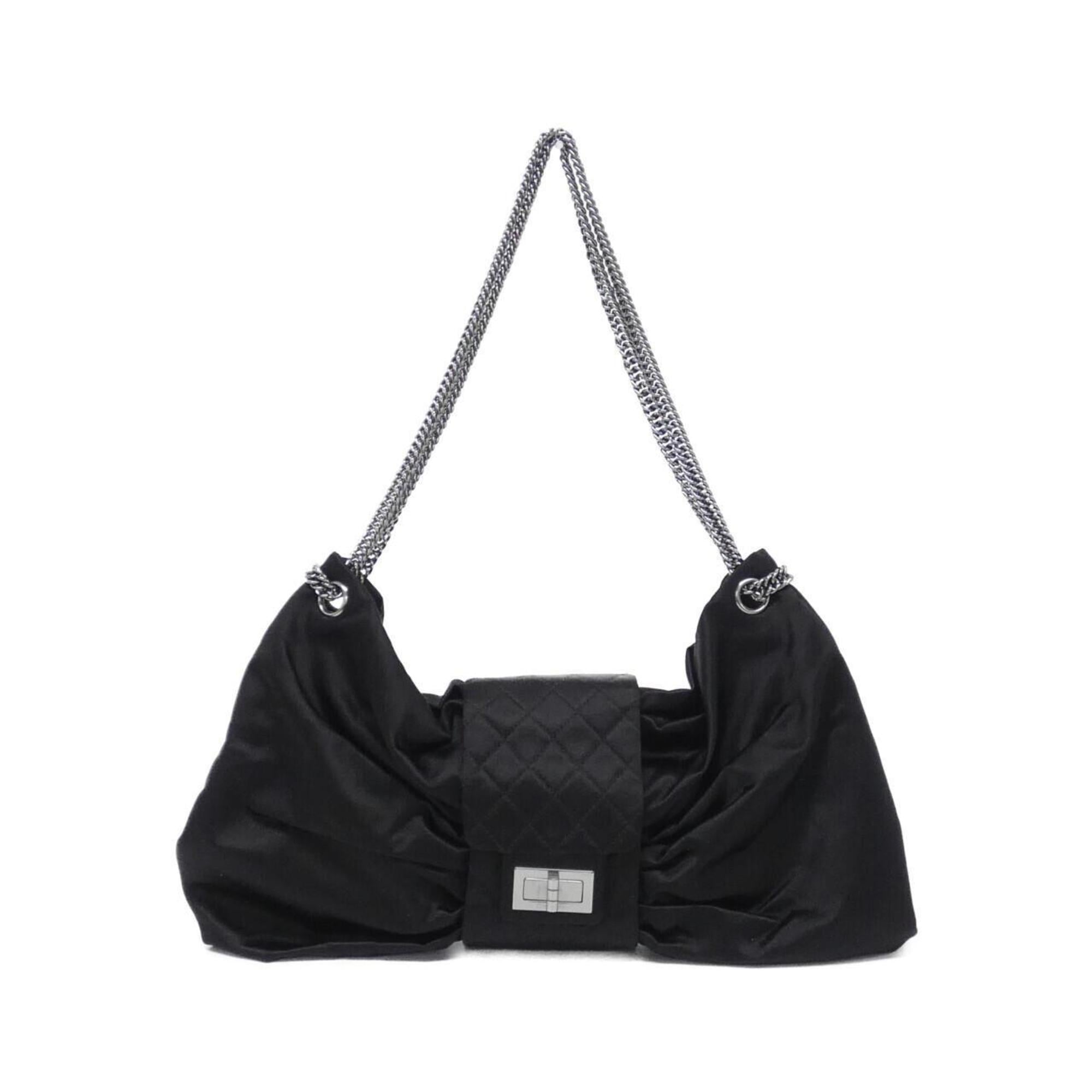 Chanel Black Silk Satin Shoulder Bag (Pre-Owned)