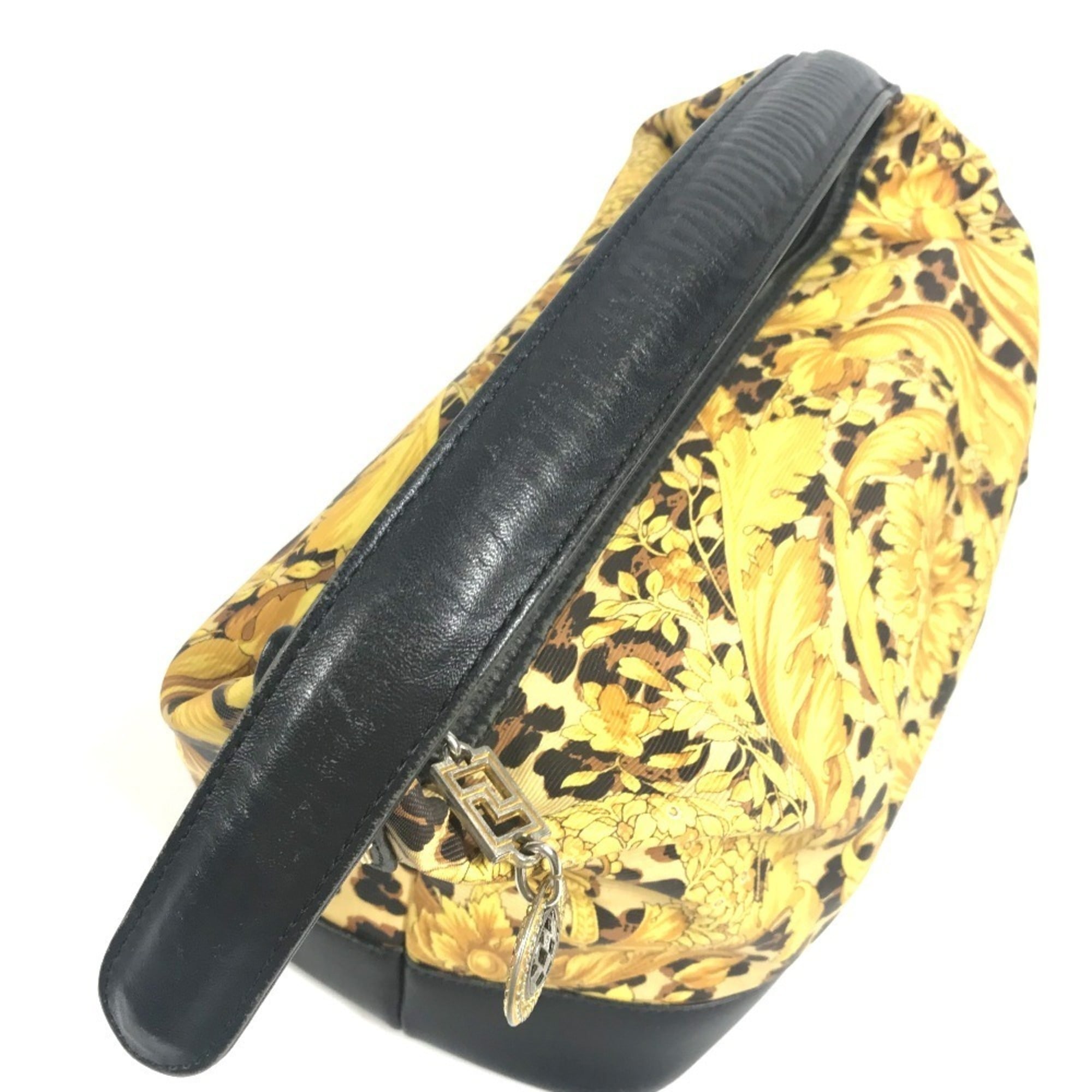 Versace Black Yellow Pvc Leather Handbag Pouch Vanity Bag (Pre-Owned)