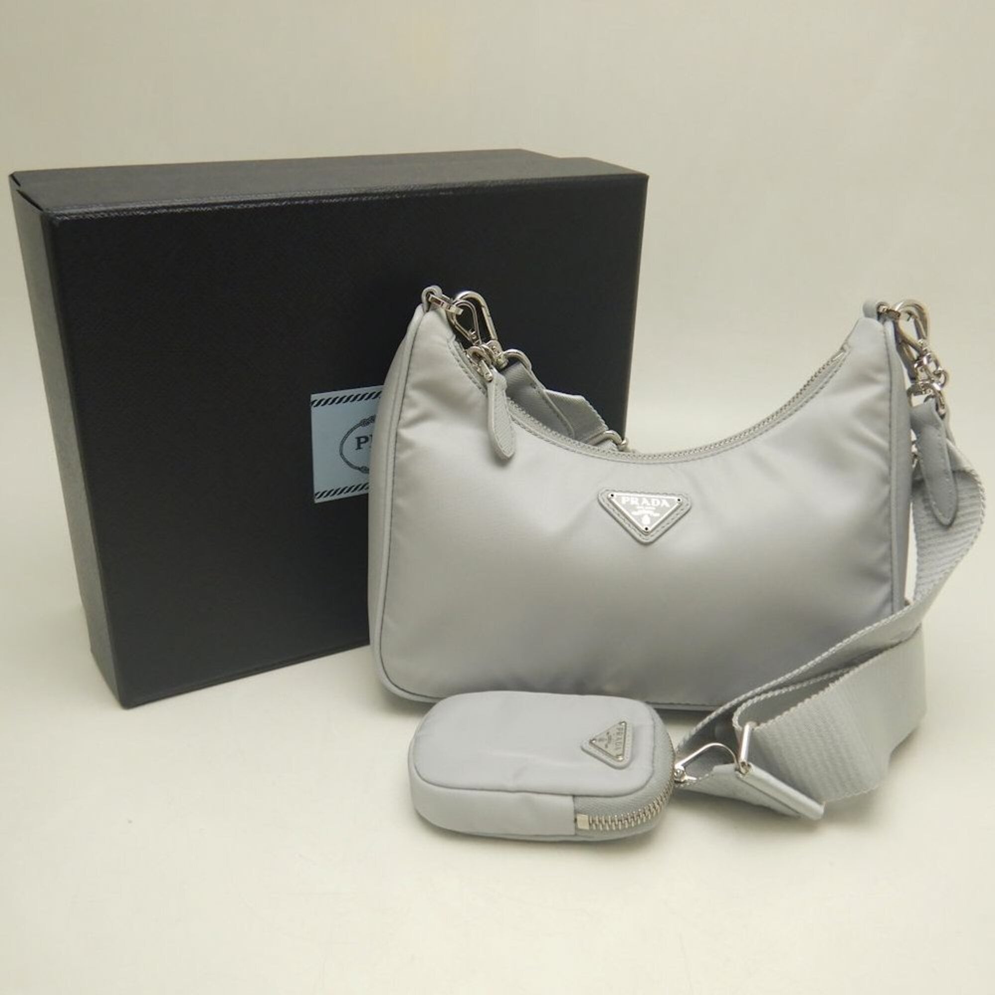 Prada Silver Nylon Shoulder Bag (Pre-Owned)