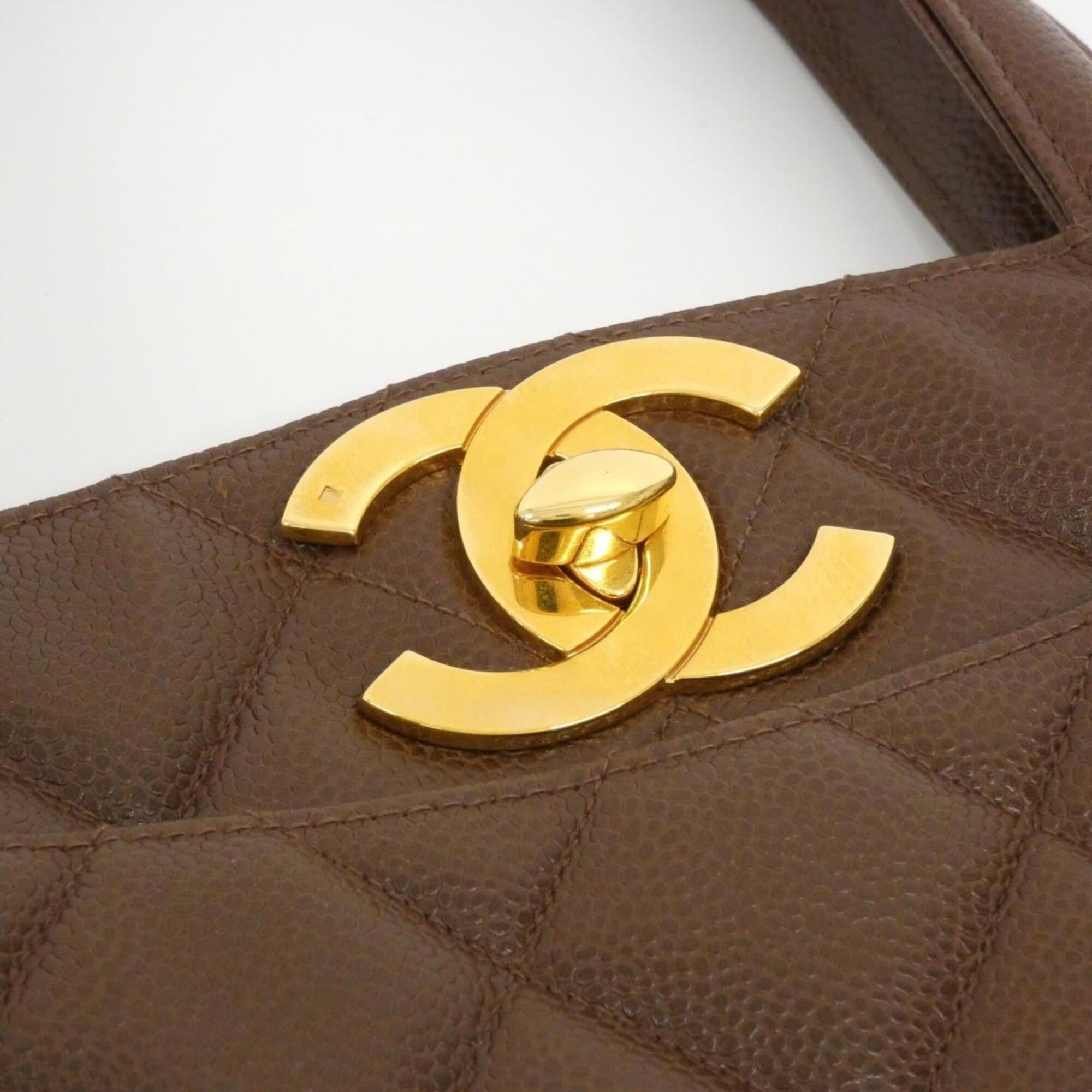 Chanel Brown Grained Calfskin Handbag (Pre-Owned)