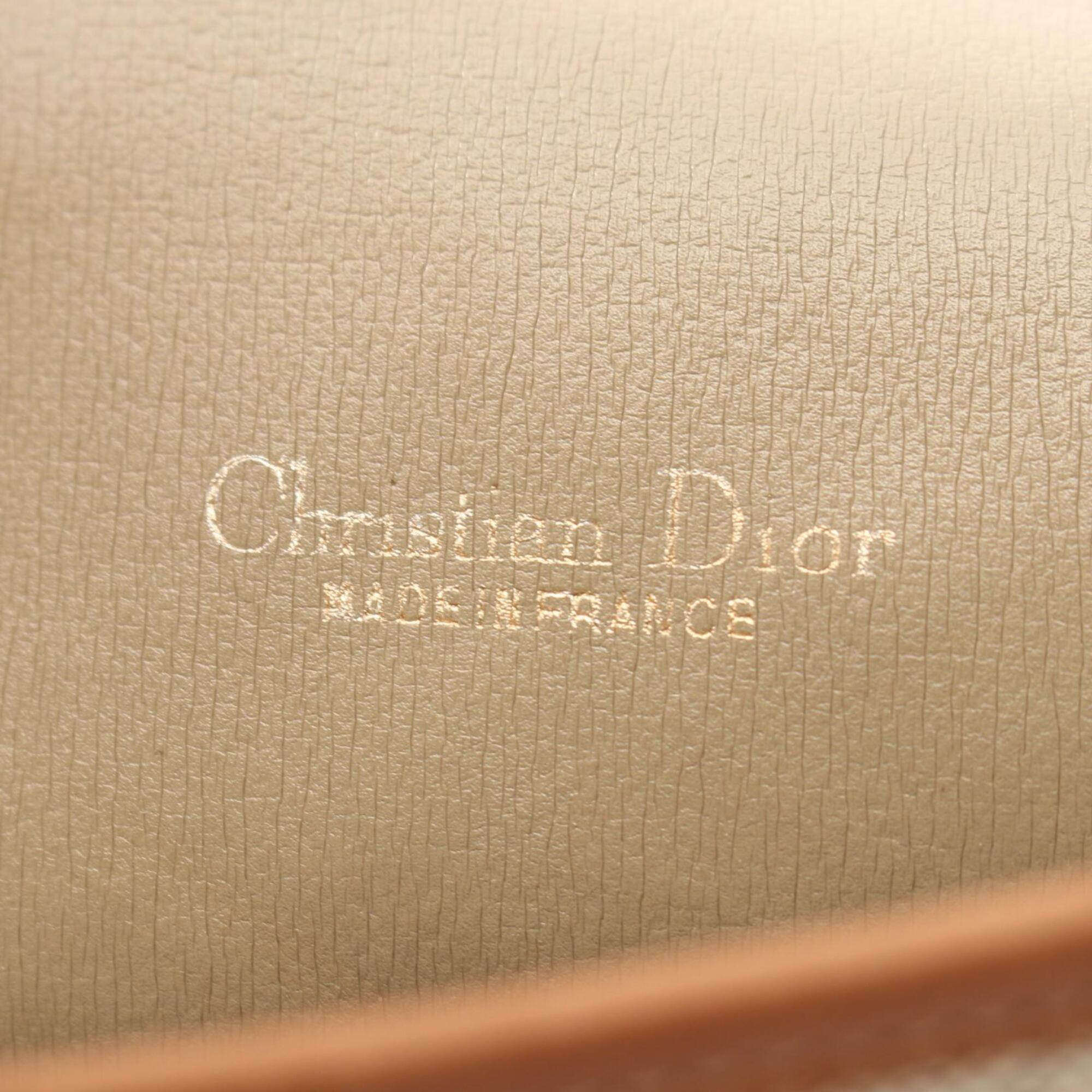 Christian Dior Beige Brown Coated Canvas Leather Handbag Shoulder Bag (Pre-Owned)