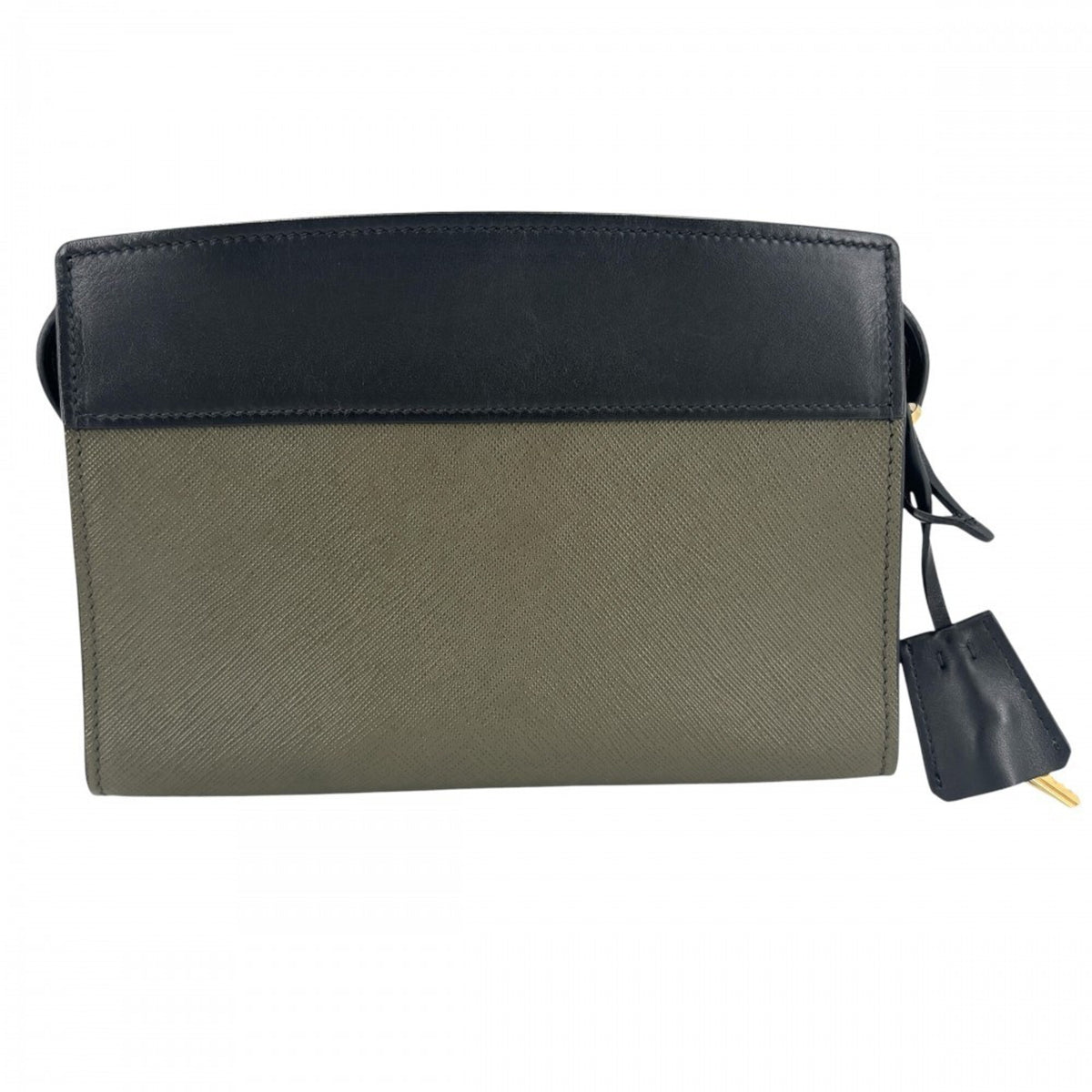 Prada Black Khaki Leather Shoulder Bag (Pre-Owned)