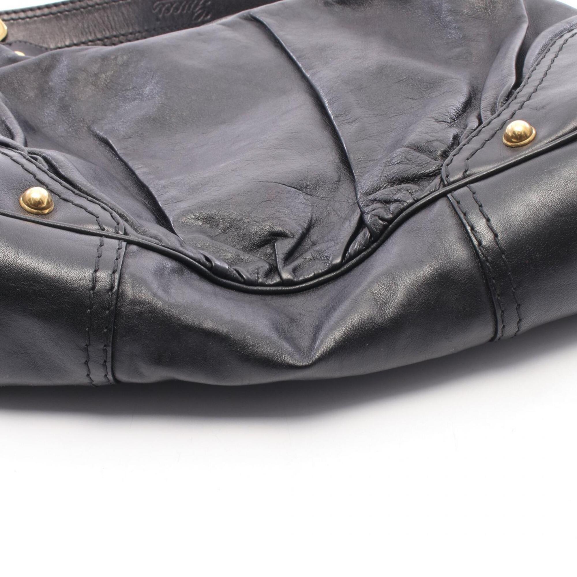 Gucci Black Leather Handbag Shoulder Bag (Pre-Owned)