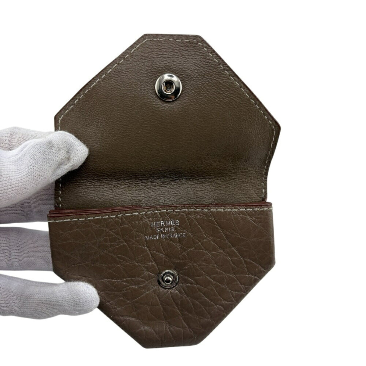 Hermes Gray Leather Coin Purse/Coin Case (Pre-Owned)