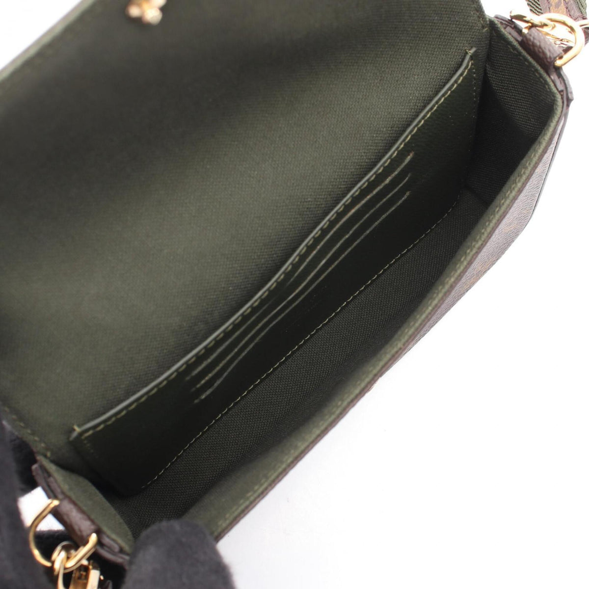 Louis Vuitton Brown Green Monogram Coated Canvas Handbag Pochette Shoulder Bag (Pre-Owned)