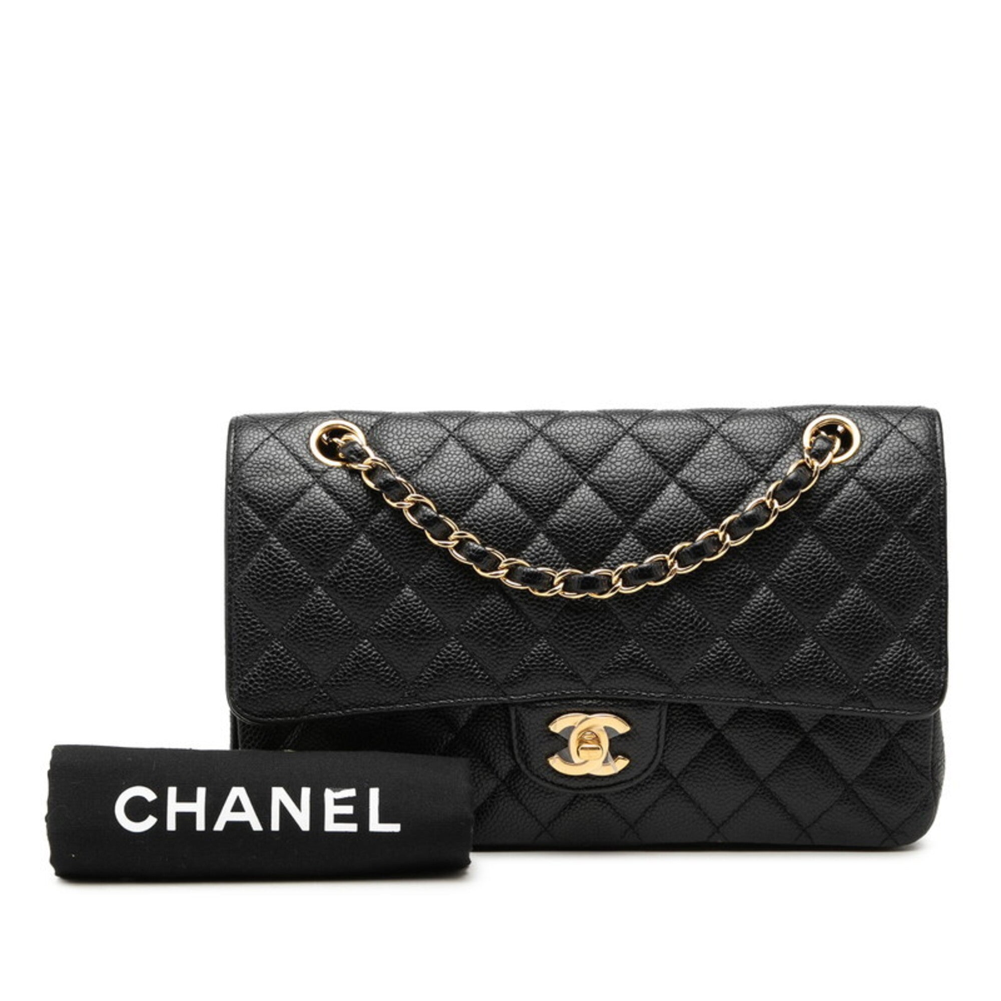Chanel Black Grained Calfskin Shoulder Bag (Pre-Owned)