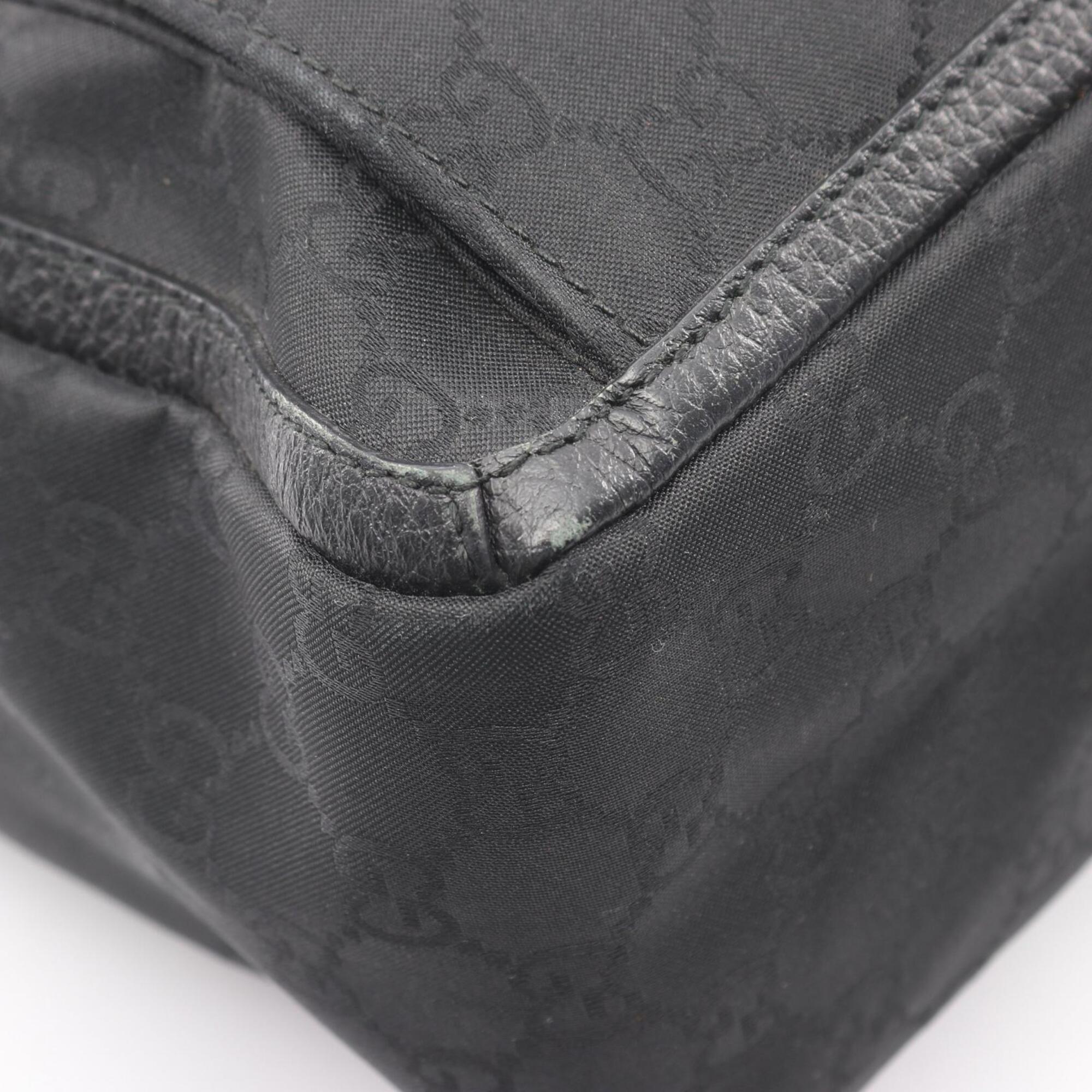 Gucci Black Nylon Leather Handbag Tote Bag (Pre-Owned)