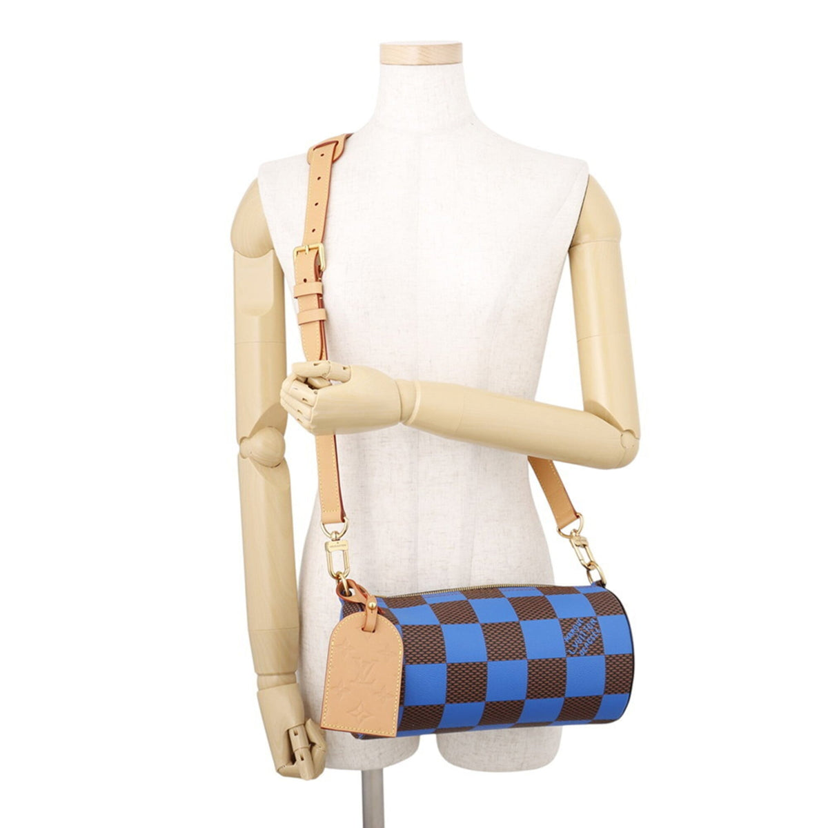 Louis Vuitton Blue Damier Canvas Exotic Leather Handbag Shoulder Bag (Pre-Owned)