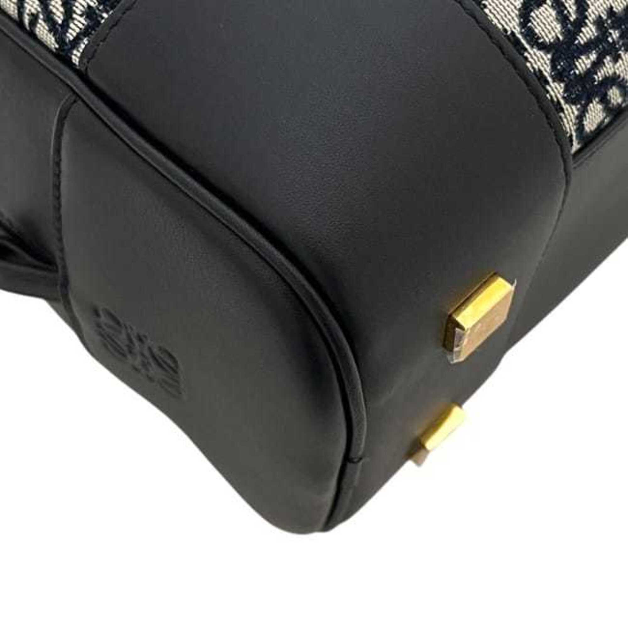Loewe Black Navy Canvas Leather Handbag (Pre-Owned)