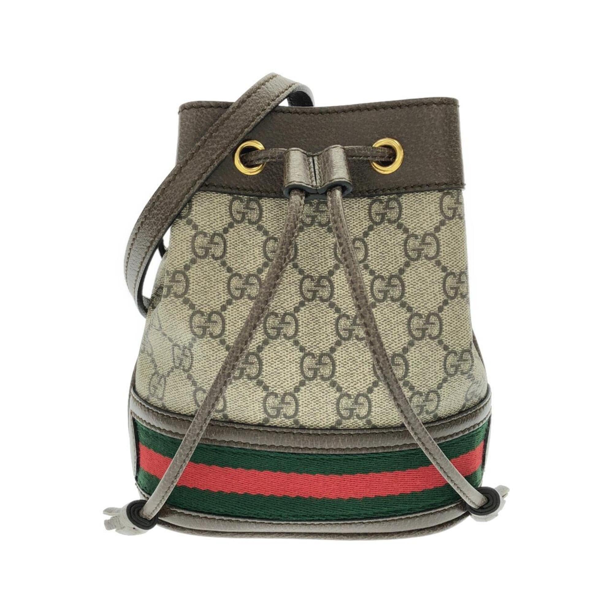 Gucci Ophidia Beige Brown Gg Supreme Leather Shoulder Bag (Pre-Owned)