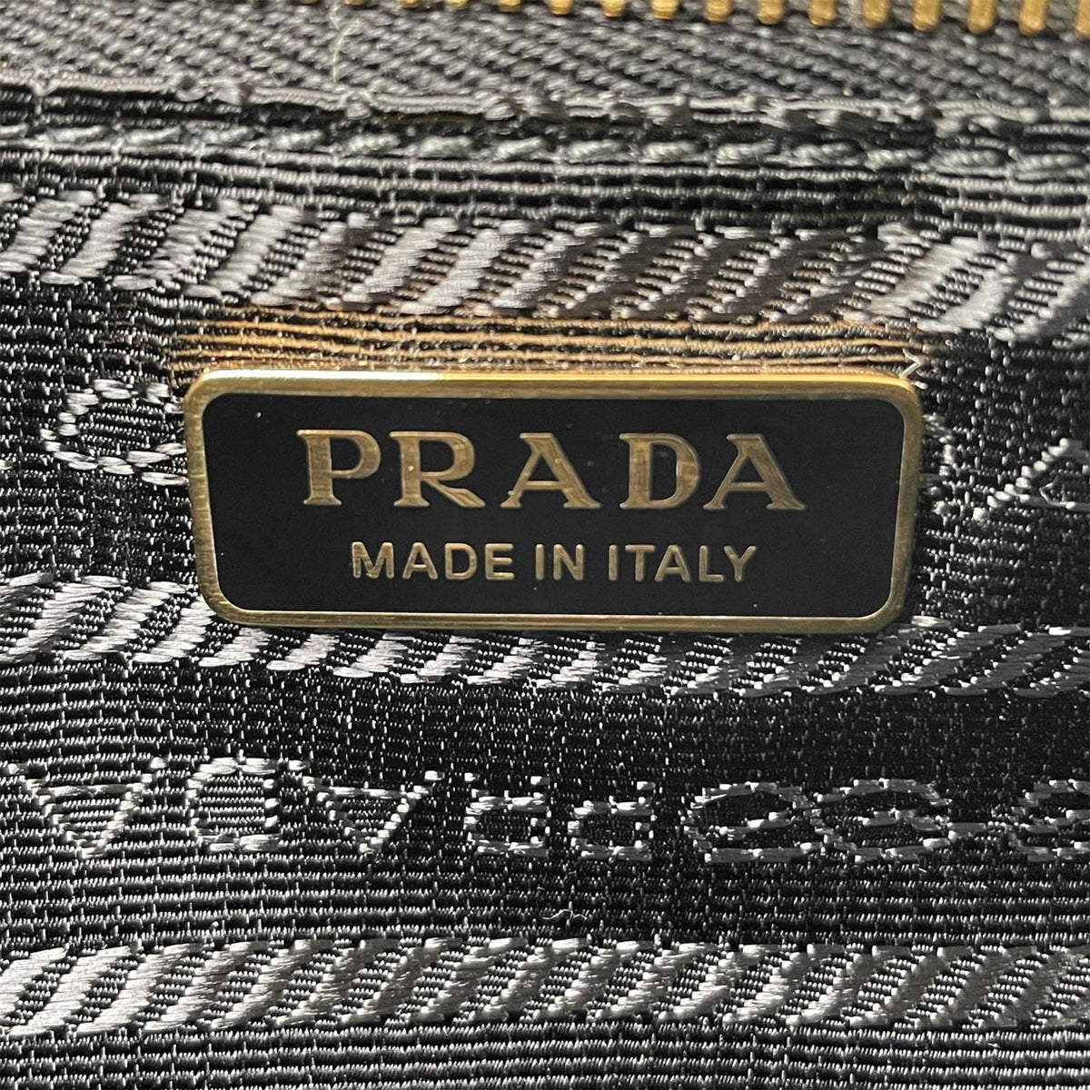 Prada Black Gold Leather Handbag Shoulder Bag (Pre-Owned)