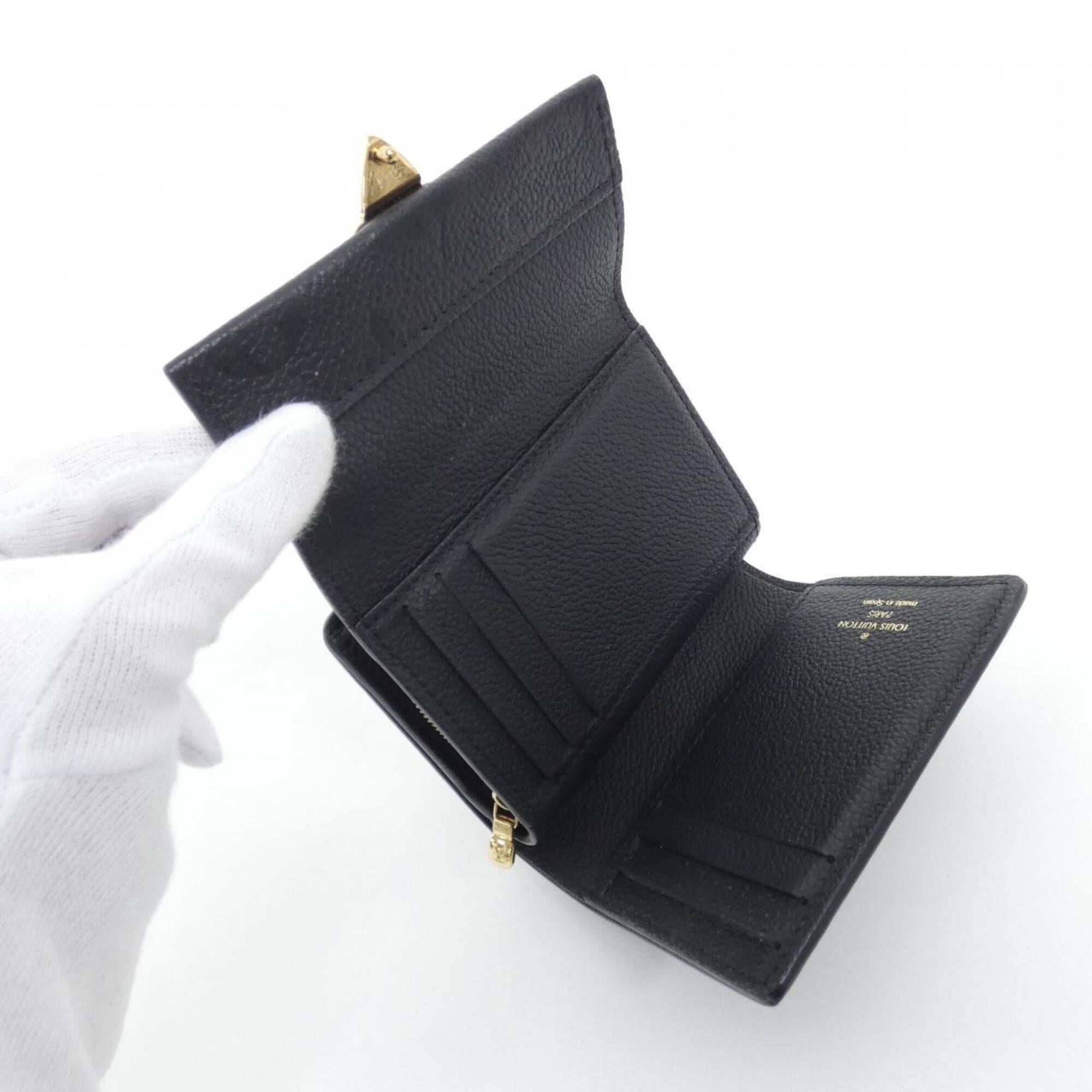 Louis Vuitton Black Leather Wallet (Tri-Fold) (Pre-Owned)