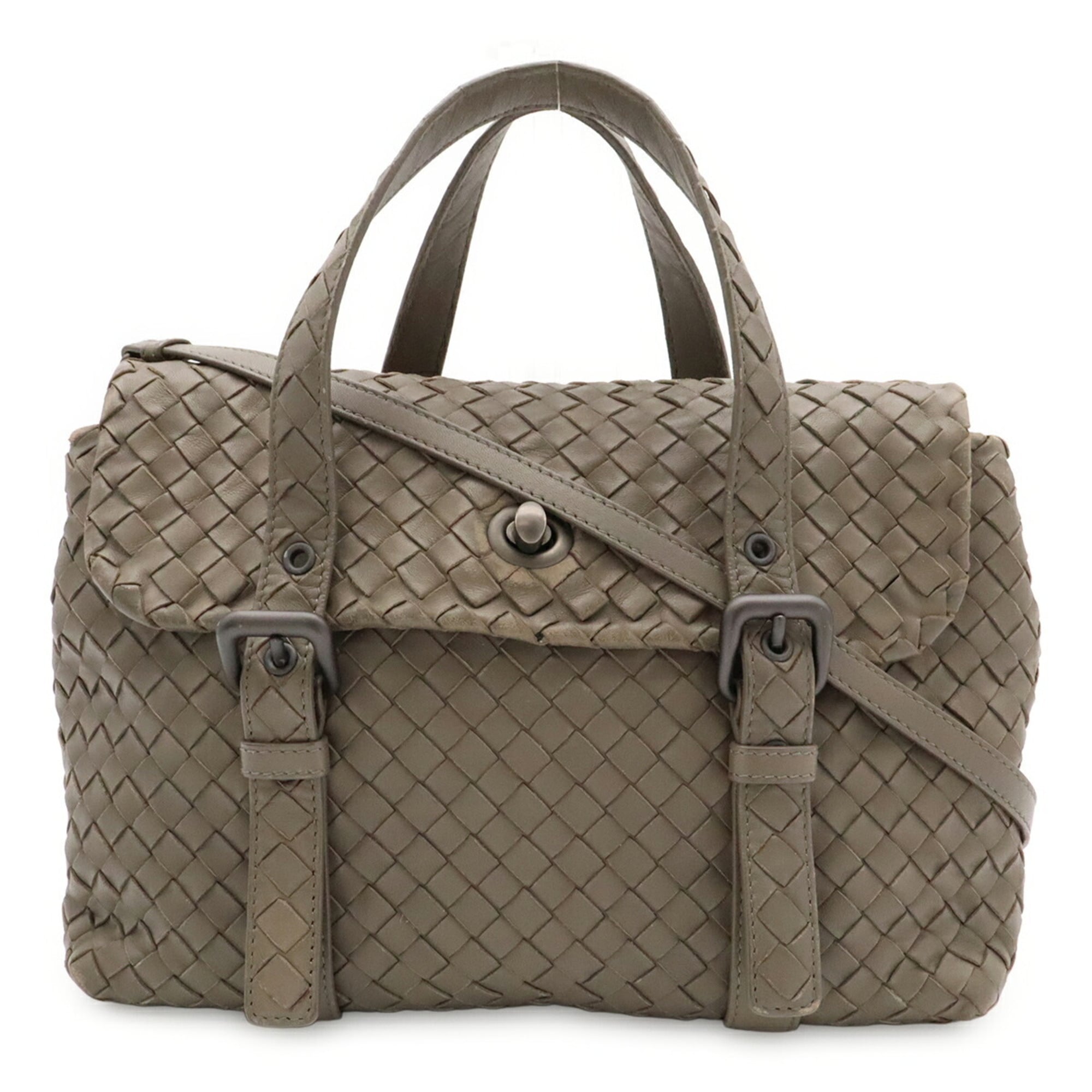 Bottega Veneta Khaki Leather Handbag Shoulder Bag (Pre-Owned)
