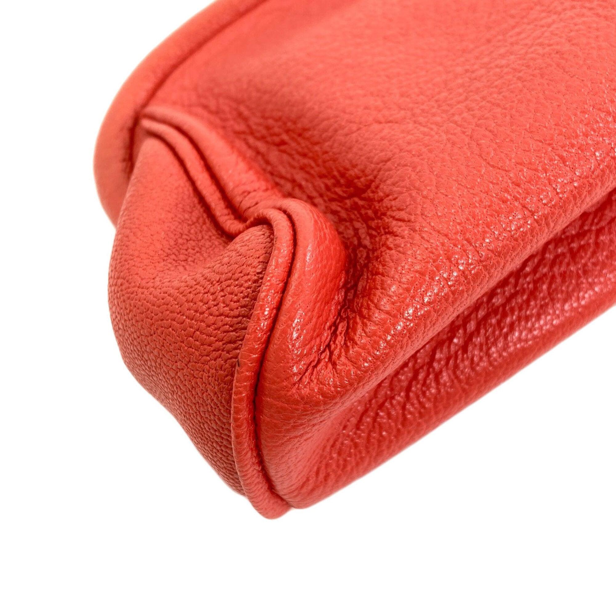 Bvlgari Red Color Leather Pouch Wash Bag (Pre-Owned)