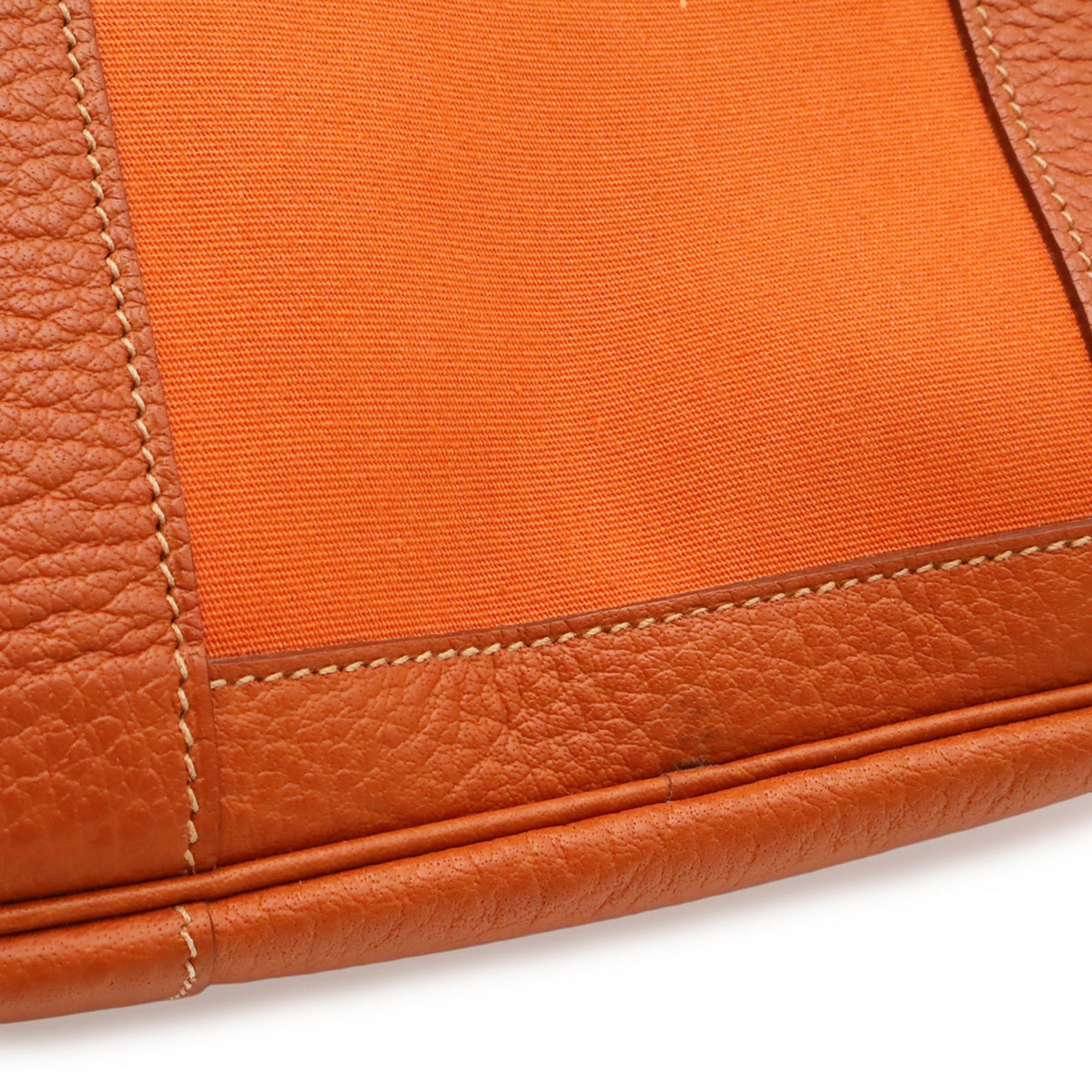 Hermes Garden Potiron Toile Officier Buffalo Leather Handbag Tote Bag (Pre-Owned)