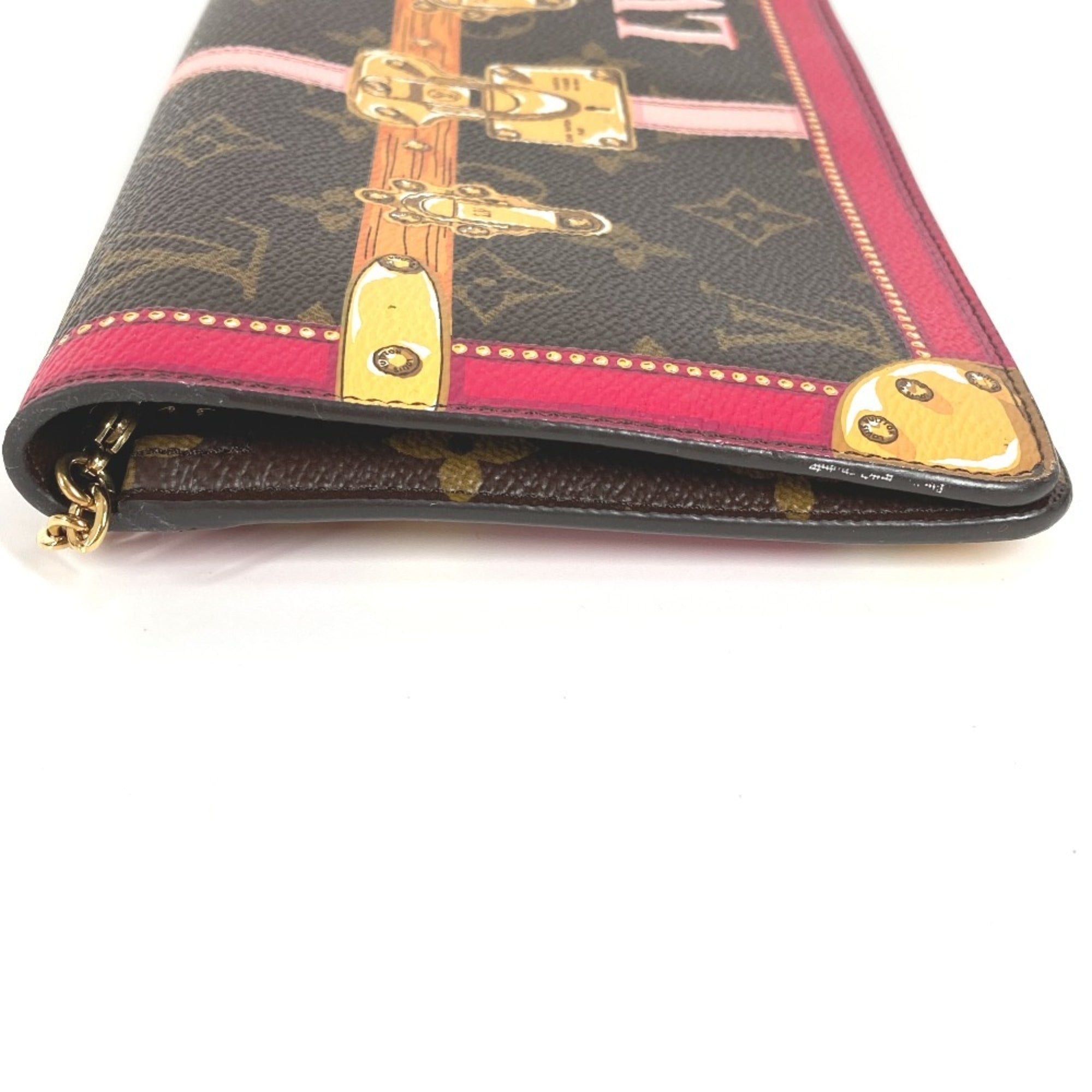 Louis Vuitton Brown Pink Monogram Clutch Bag Pochette Shoulder Bag (Pre-Owned)
