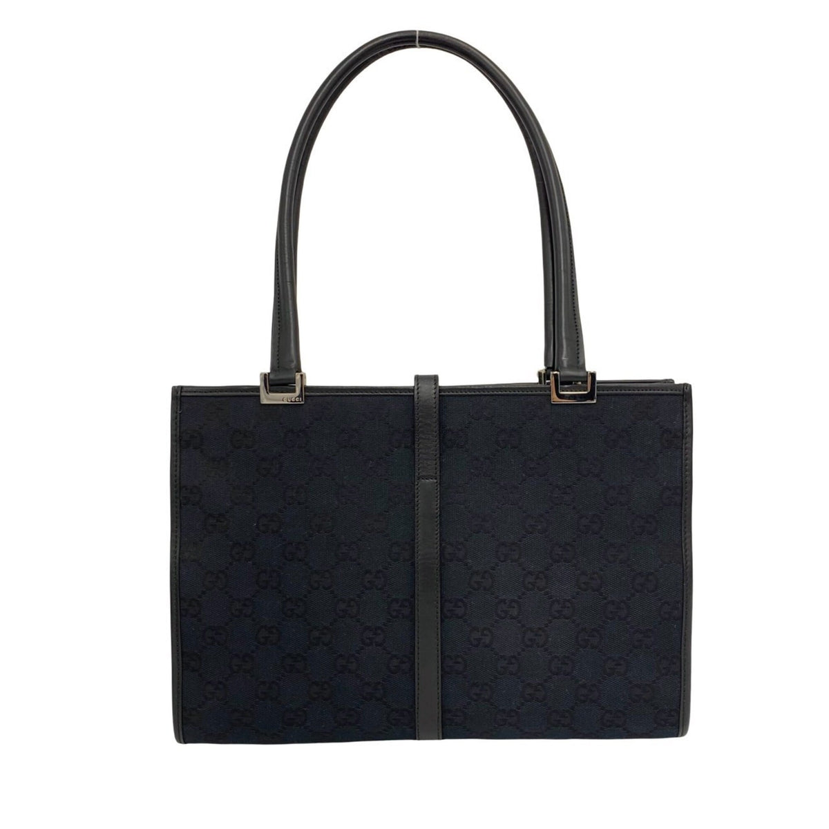 Gucci Black Canvas Leather Handbag Shoulder Bag (Pre-Owned)