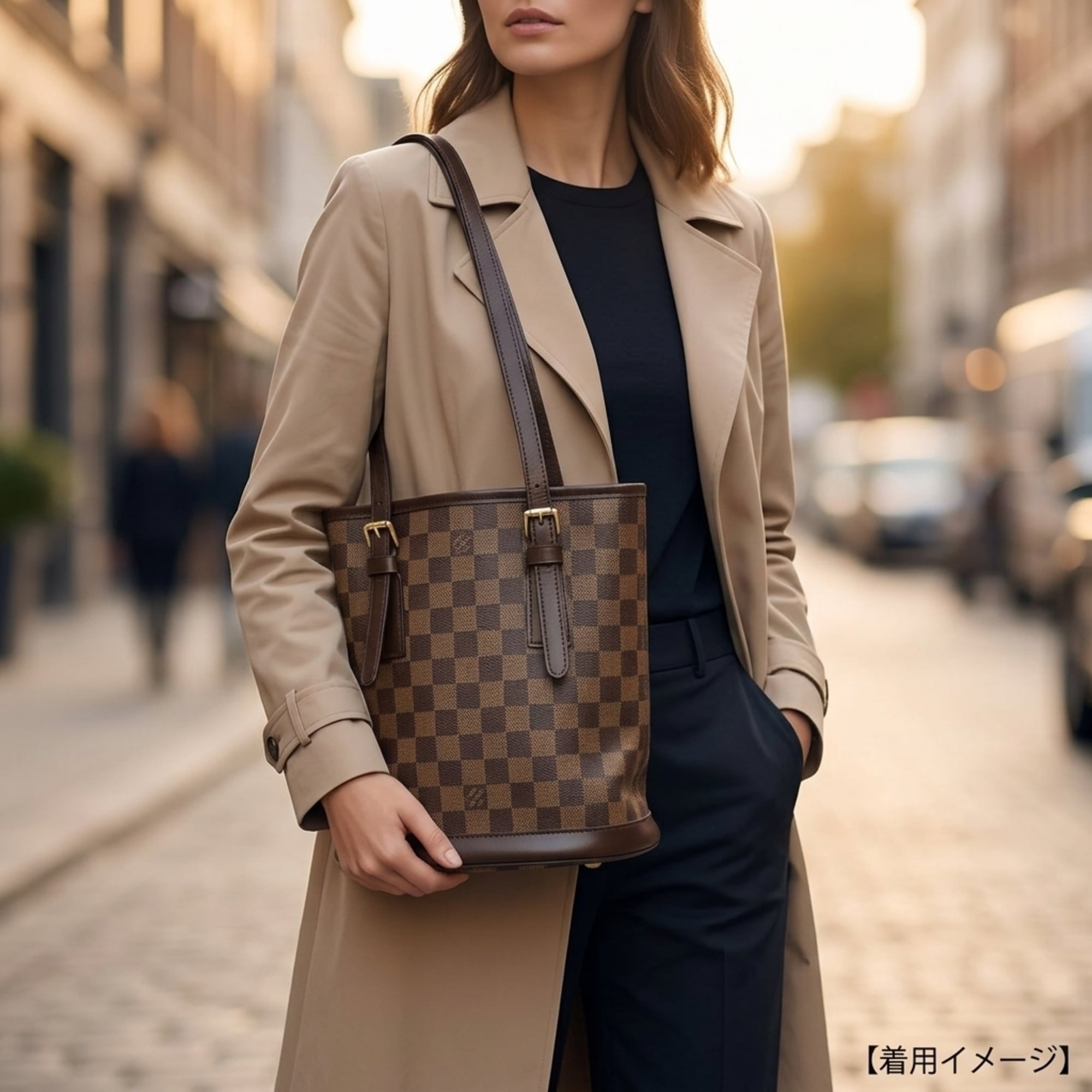 Louis Vuitton Damier Brown Damier Canvas Handbag Pouch Shoulder Bag (Pre-Owned)