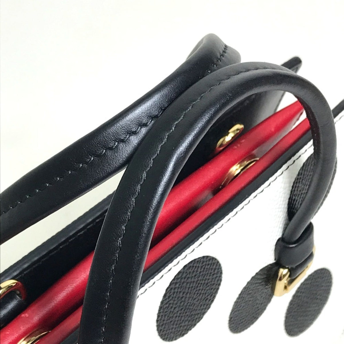 Dolce & Gabbana Black Red Color White Leather Handbag Shoulder Bag (Pre-Owned)