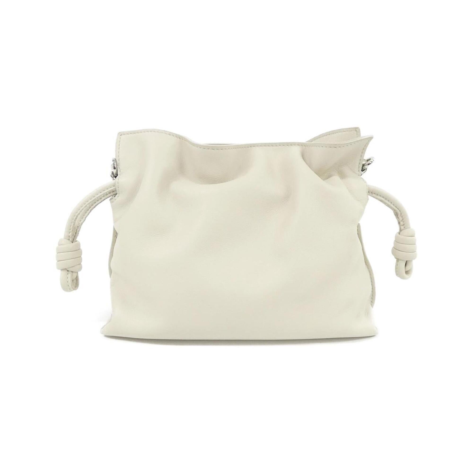 Loewe Flamenco Ivory White Leather Beach Bag Handbag (Pre-Owned)