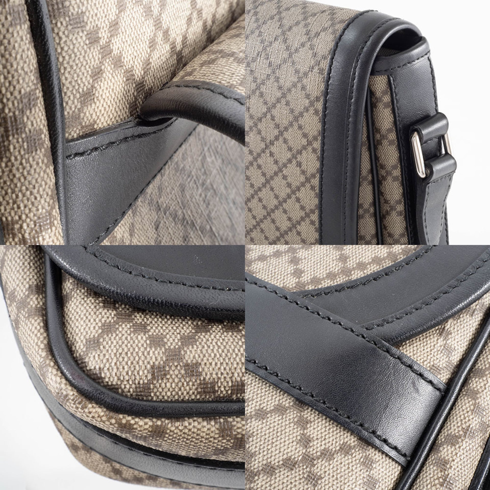 Gucci Beige Black Pvc Leather Shoulder Bag (Pre-Owned)