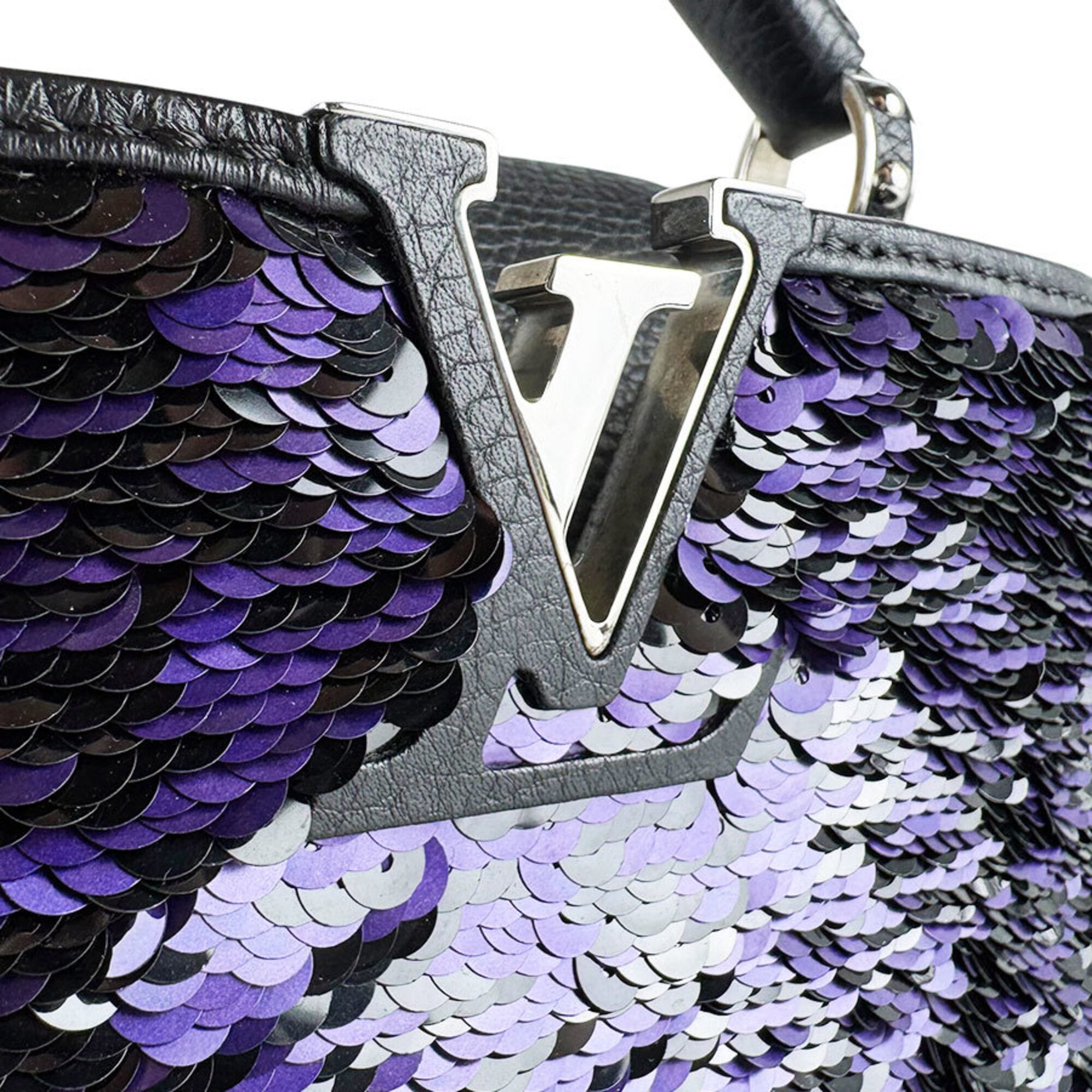 Louis Vuitton Black Purple Spangles Leather Handbag Shoulder Bag (Pre-Owned)