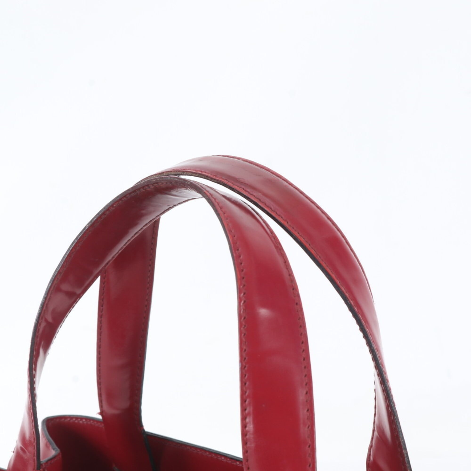 Prada Red Color Wine Leather Handbag Shoulder Bag Tote Bag (Pre-Owned)