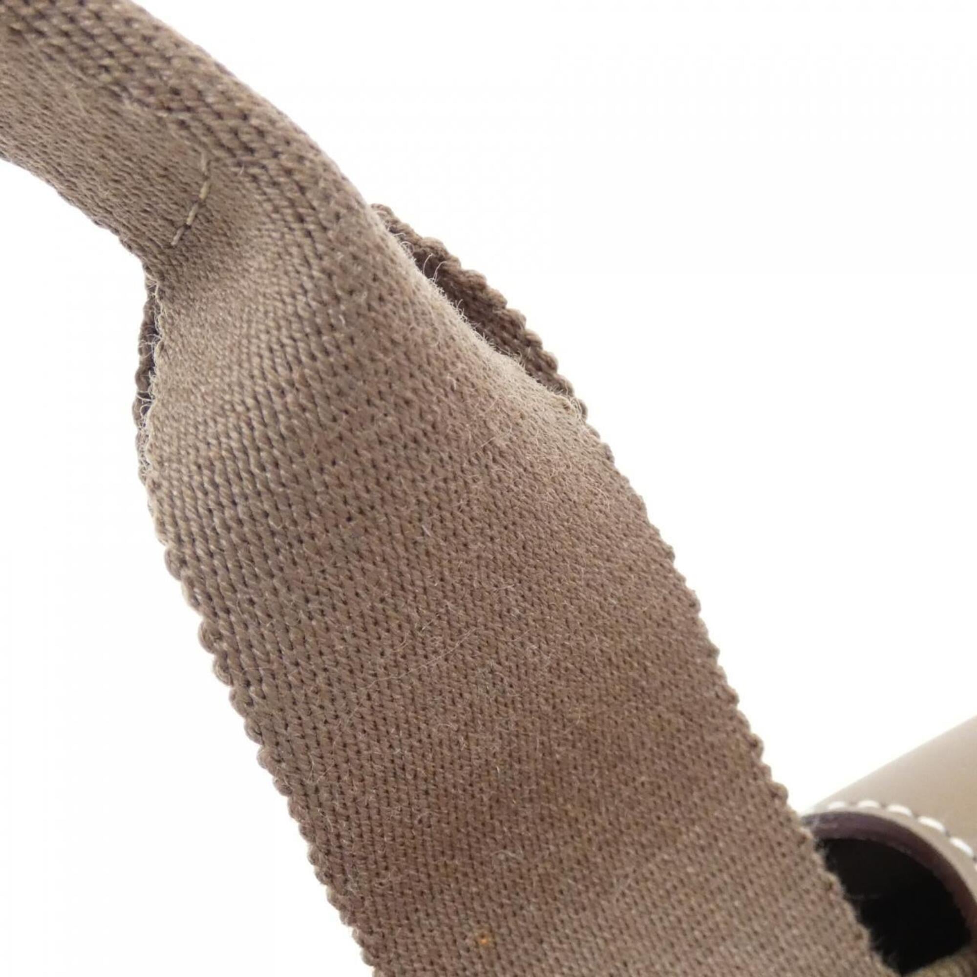 Hermes Etoupe Gray Toile Chevron Handbag Pouch (Pre-Owned)