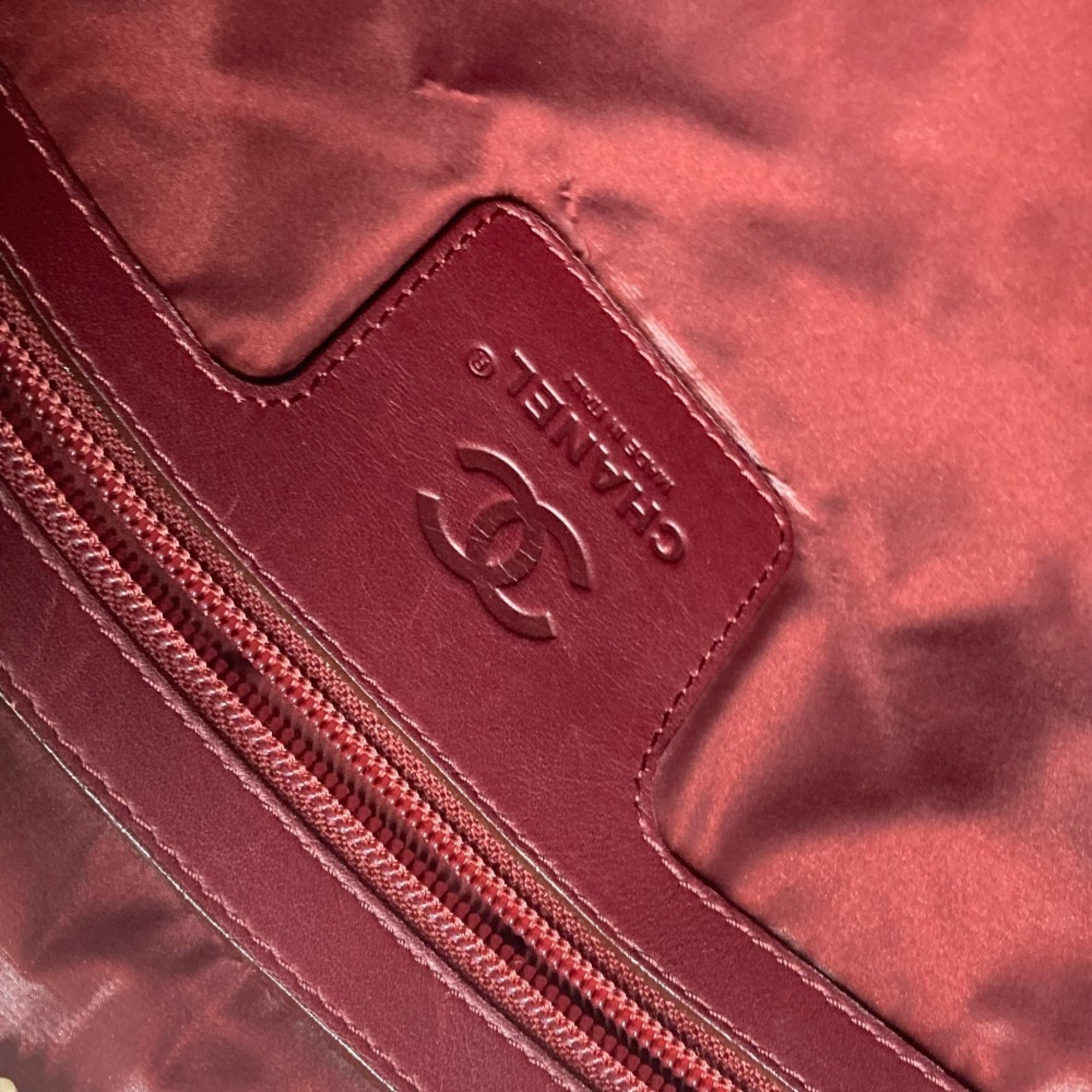 Chanel Coco Cocoon Beige Wine Nylon Leather Shoulder Bag Tote Bag (Pre-Owned)