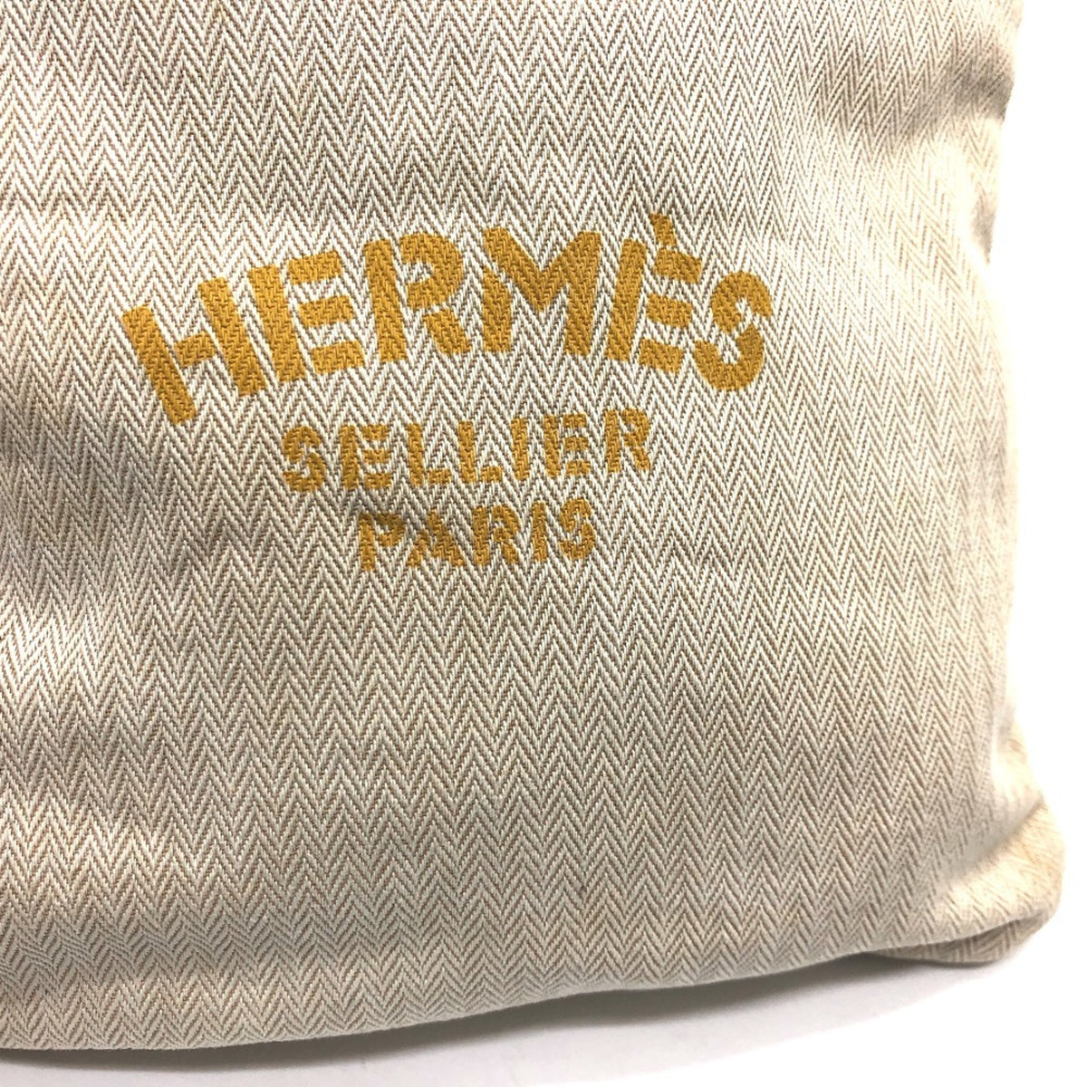 Hermes Beige Brown Toile Chevron Shoulder Bag (Pre-Owned)