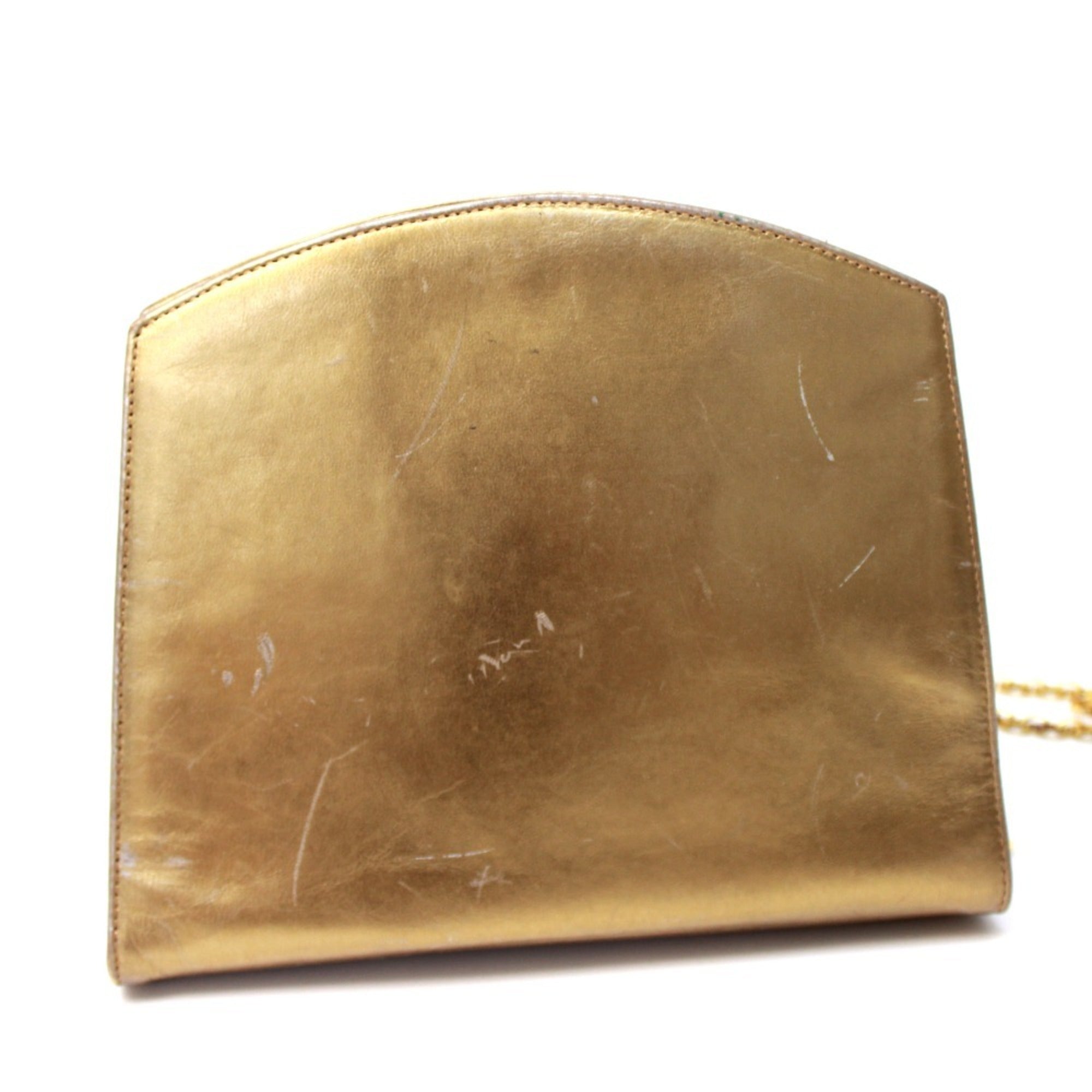 Salvatore Ferragamo Gold Leather Pochette Shoulder Bag (Pre-Owned)