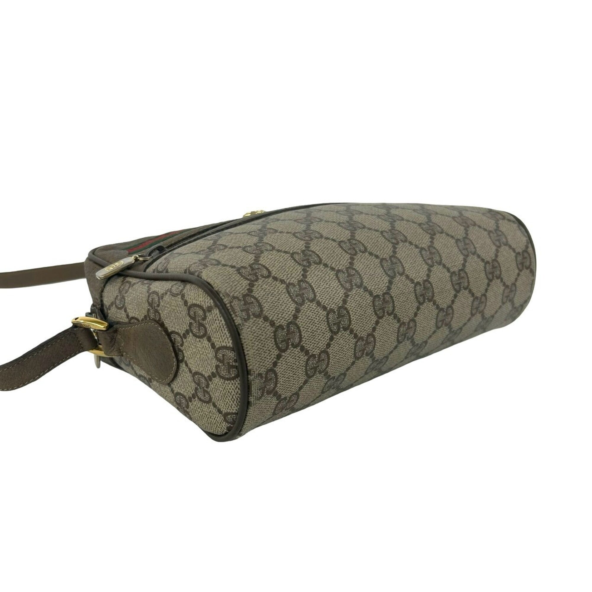 Gucci Brown Green Red Color Leather Pvc Pochette Shoulder Bag (Pre-Owned)