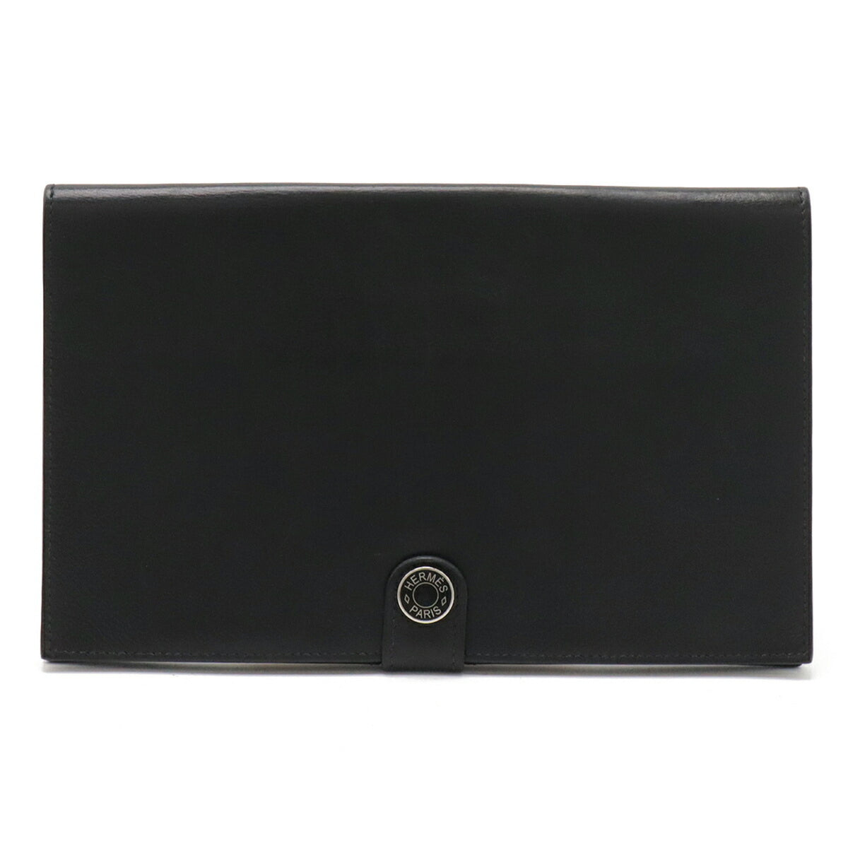 Hermes Black Evergrain Leather Long Wallet (Bi-Fold) (Pre-Owned)