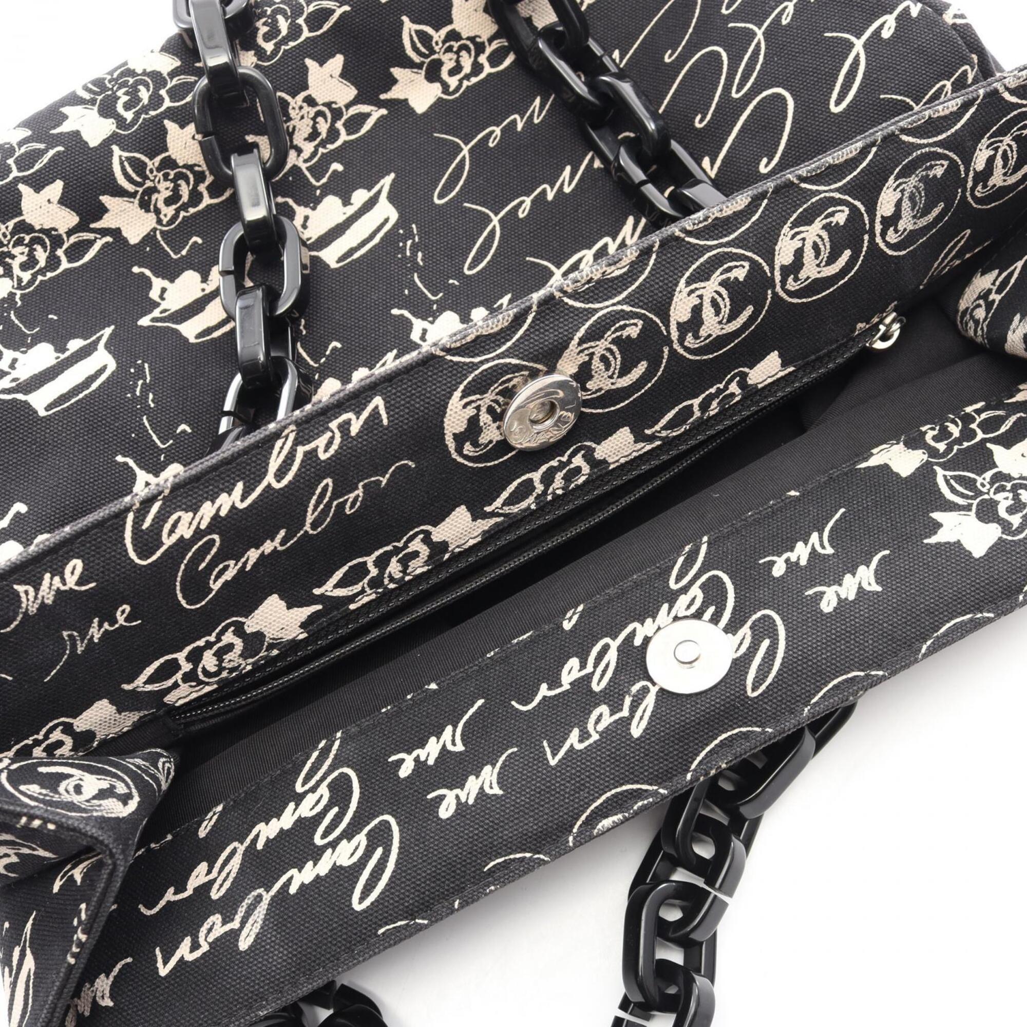 Chanel Black Canvas Handbag Tote Bag (Pre-Owned)