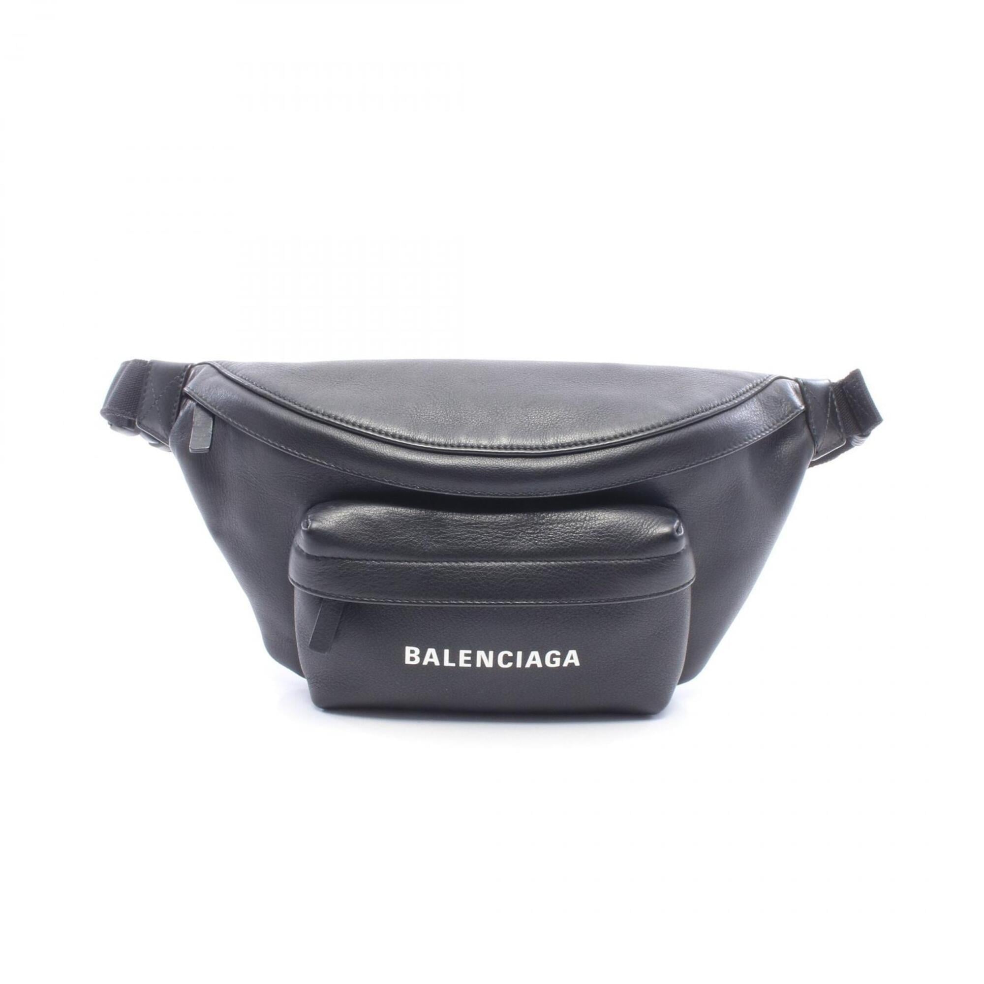 Balenciaga Black White Leather Fanny Pack Handbag (Pre-Owned)