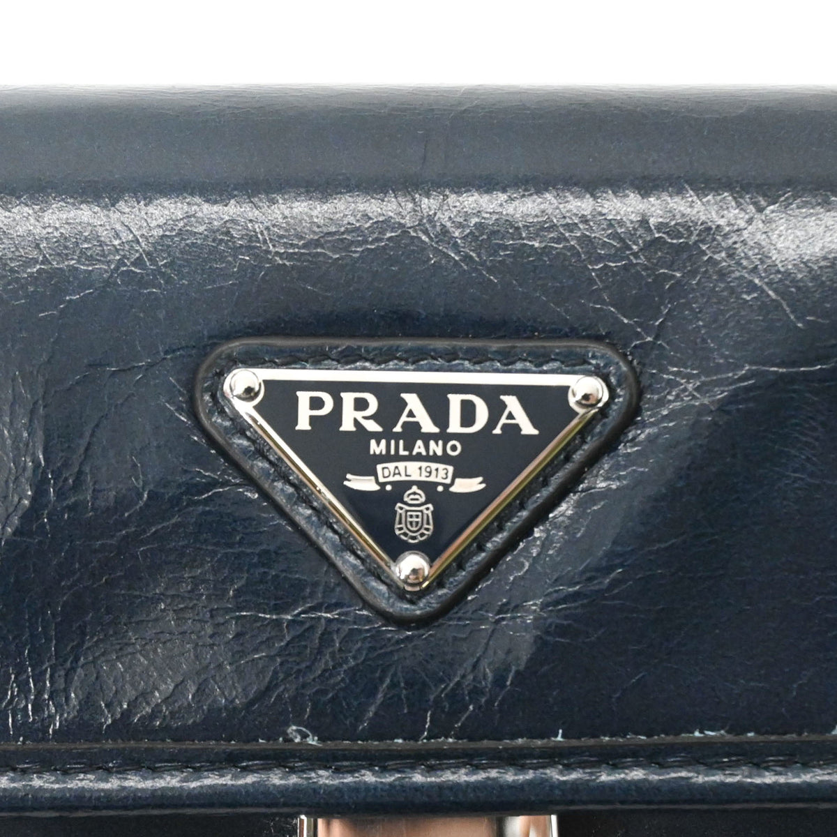 Prada Navy Leather Shoulder Bag Sling Bag (Pre-Owned)