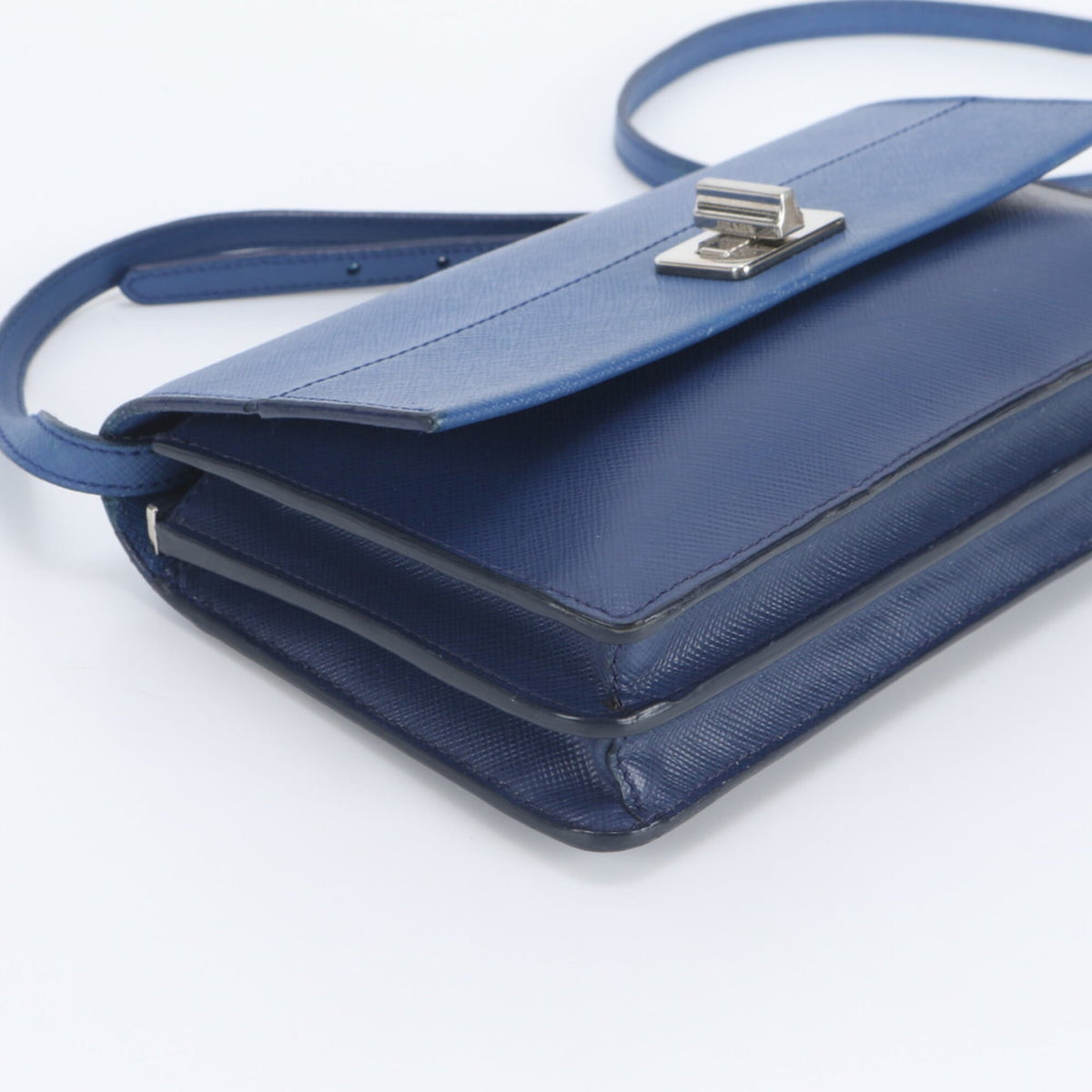 Prada Blue Leather Crossbody Bag Shoulder Bag (Pre-Owned)