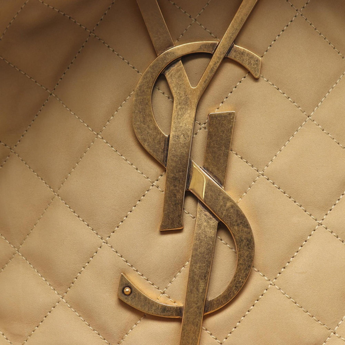 Saint Laurent Beige Leather Handbag Pouch Tote Bag (Pre-Owned)