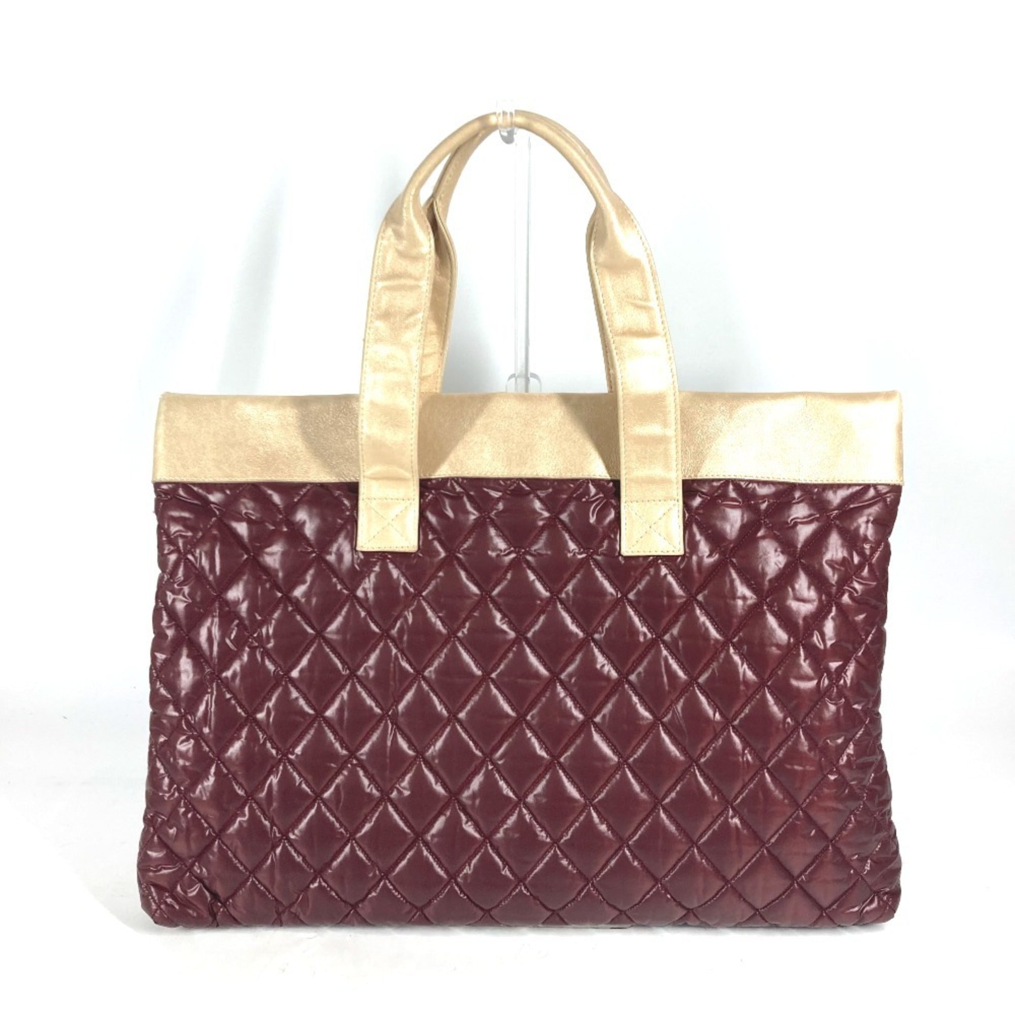 Chanel Coco Cocoon Beige Wine Nylon Leather Shoulder Bag Tote Bag (Pre-Owned)