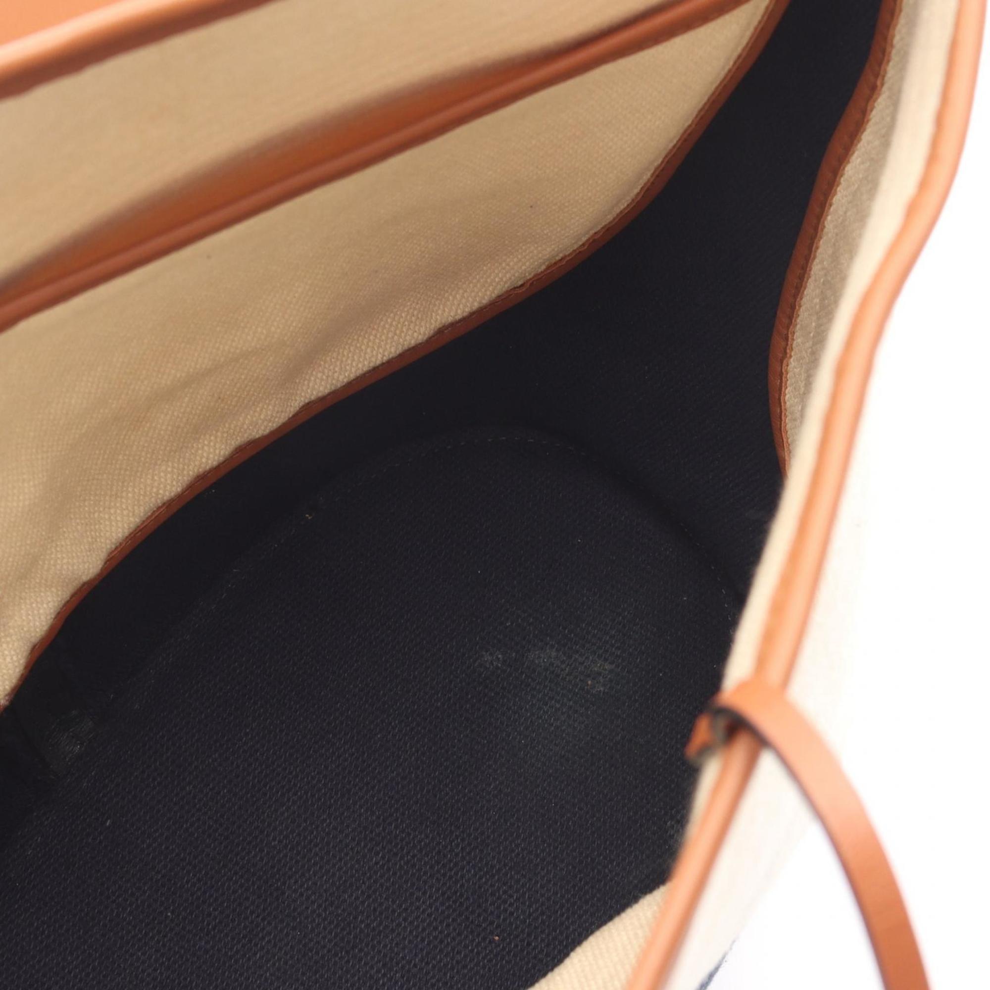 Loewe Brown Ivory Navy Canvas Leather Handbag Shoulder Bag (Pre-Owned)