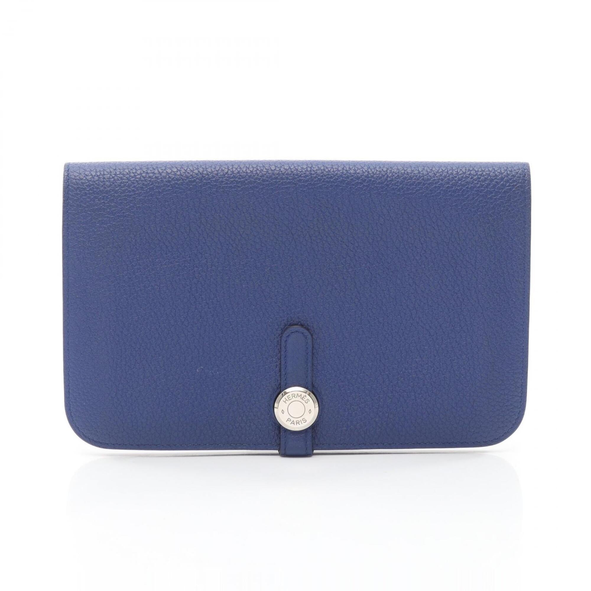 Hermes Blue Togo Leather Long Wallet (Bi-Fold) (Pre-Owned)