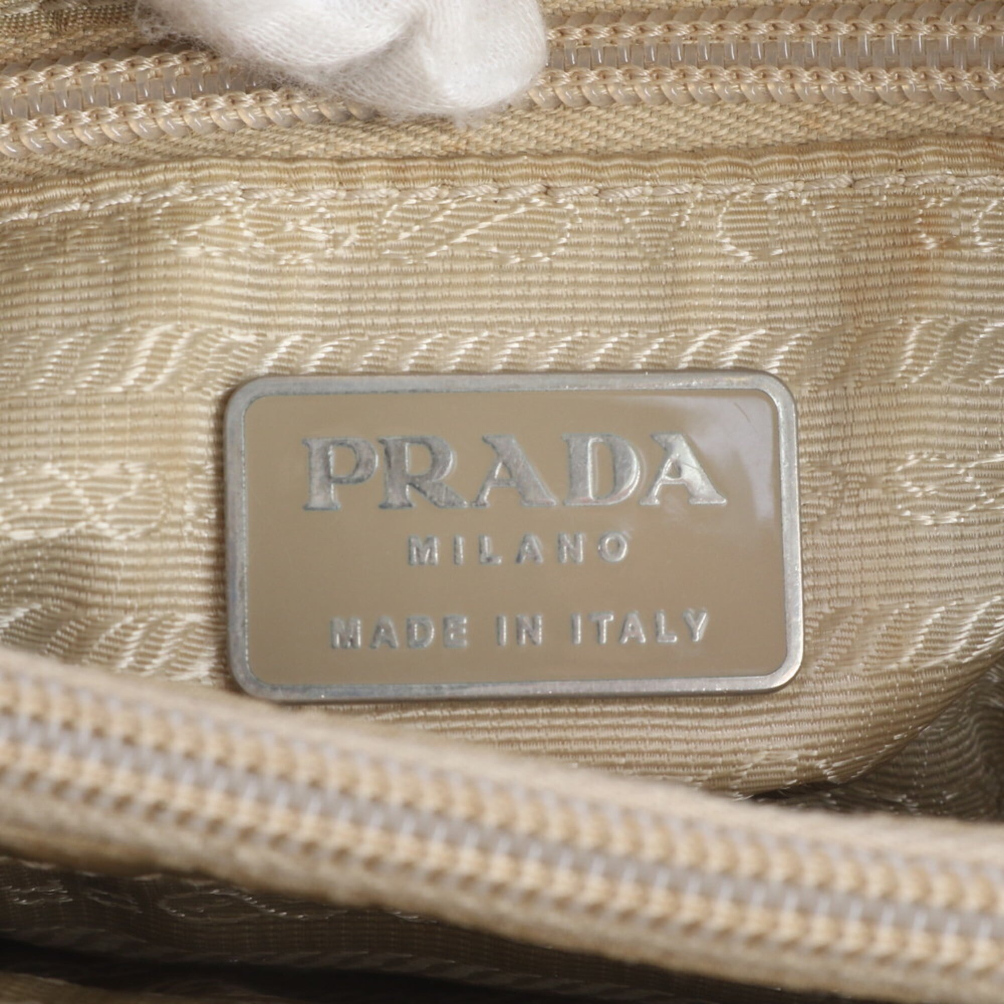 Prada Light Beige Tessuto Handbag Shoulder Bag (Pre-Owned)