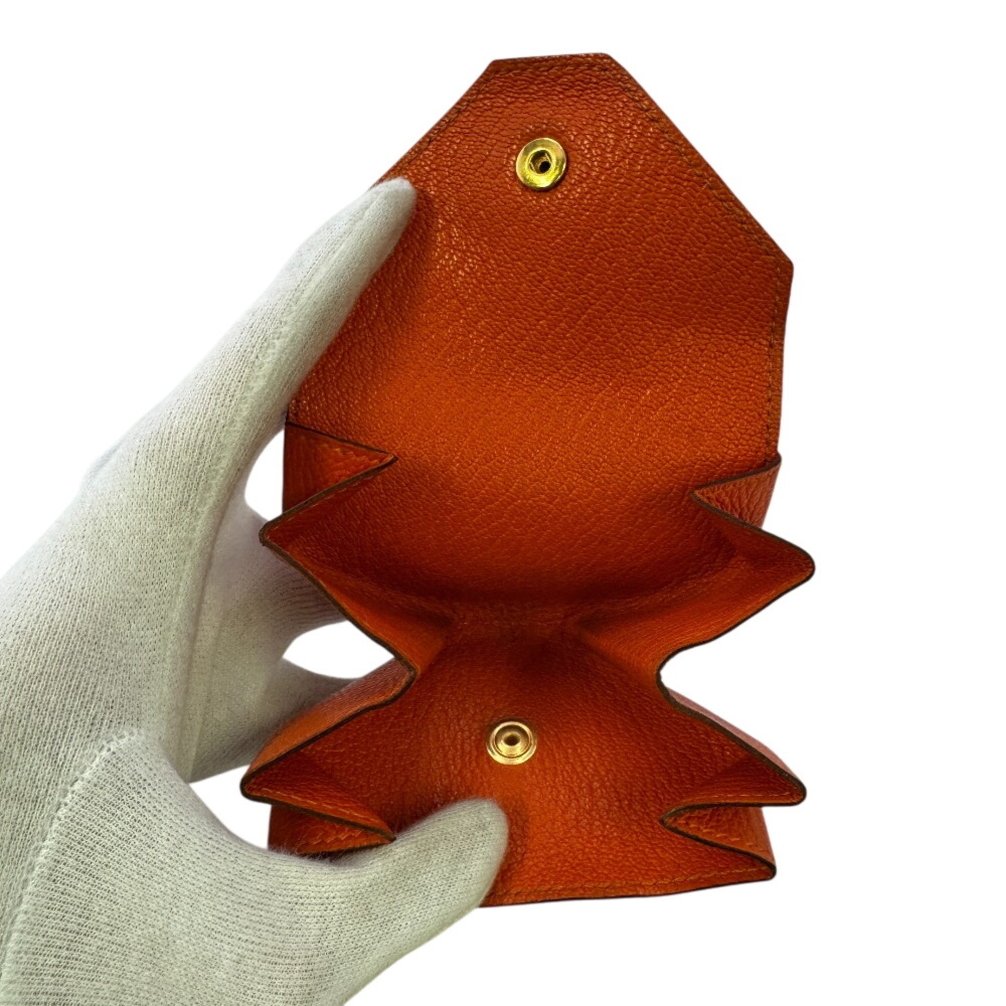 Hermes Orange Leather Coin Purse/Coin Case (Pre-Owned)