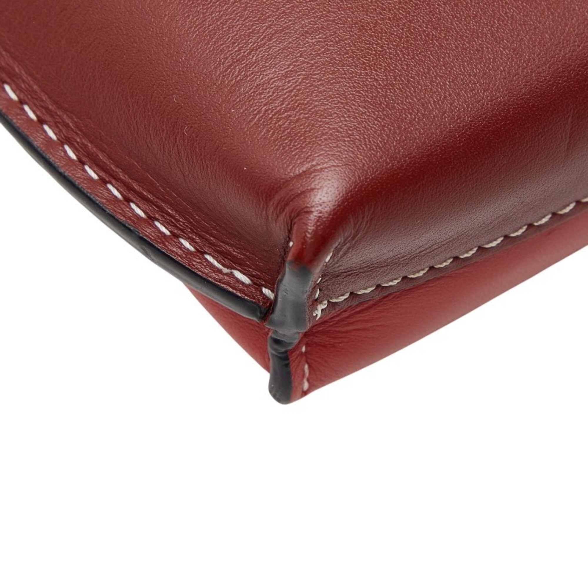 Loewe Brown Red Color Leather Shoulder Bag (Pre-Owned)