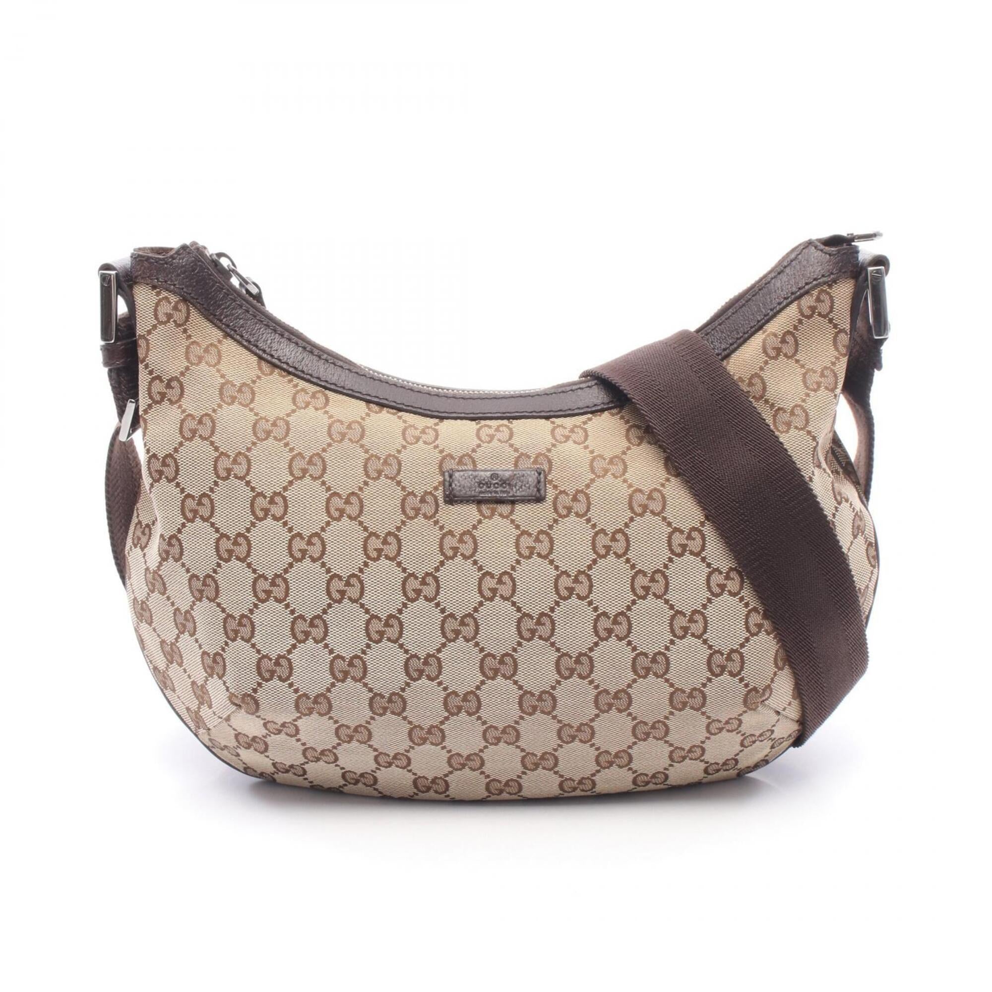Gucci Beige Brown Canvas Leather Handbag Shoulder Bag (Pre-Owned)
